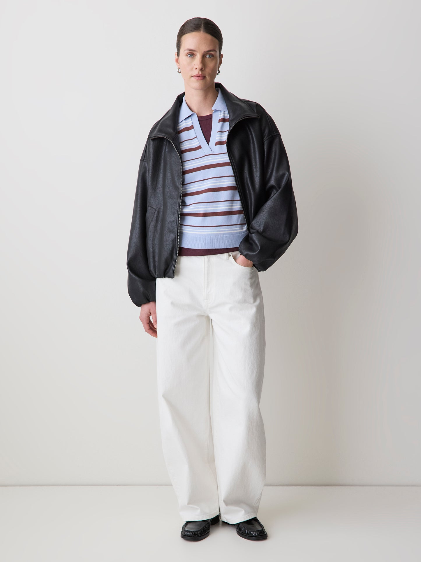 Long-Sleeve Crew-Neck Fitted Ribbed Tee