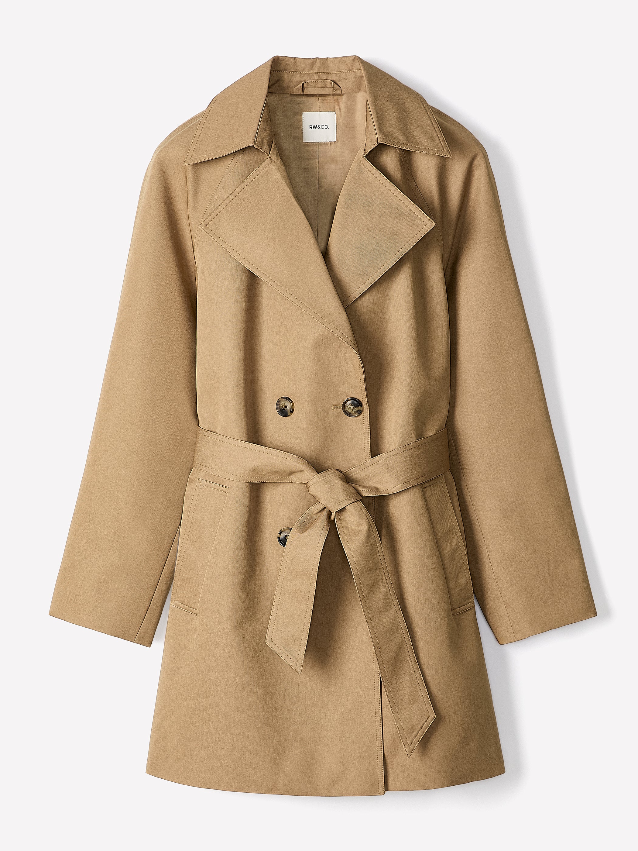 Women's Classic Fit Double-Breasted Twill Trench Coat – RW&CO