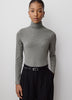 Knit Pullover Fitted Stretch Viscose Mock Neck