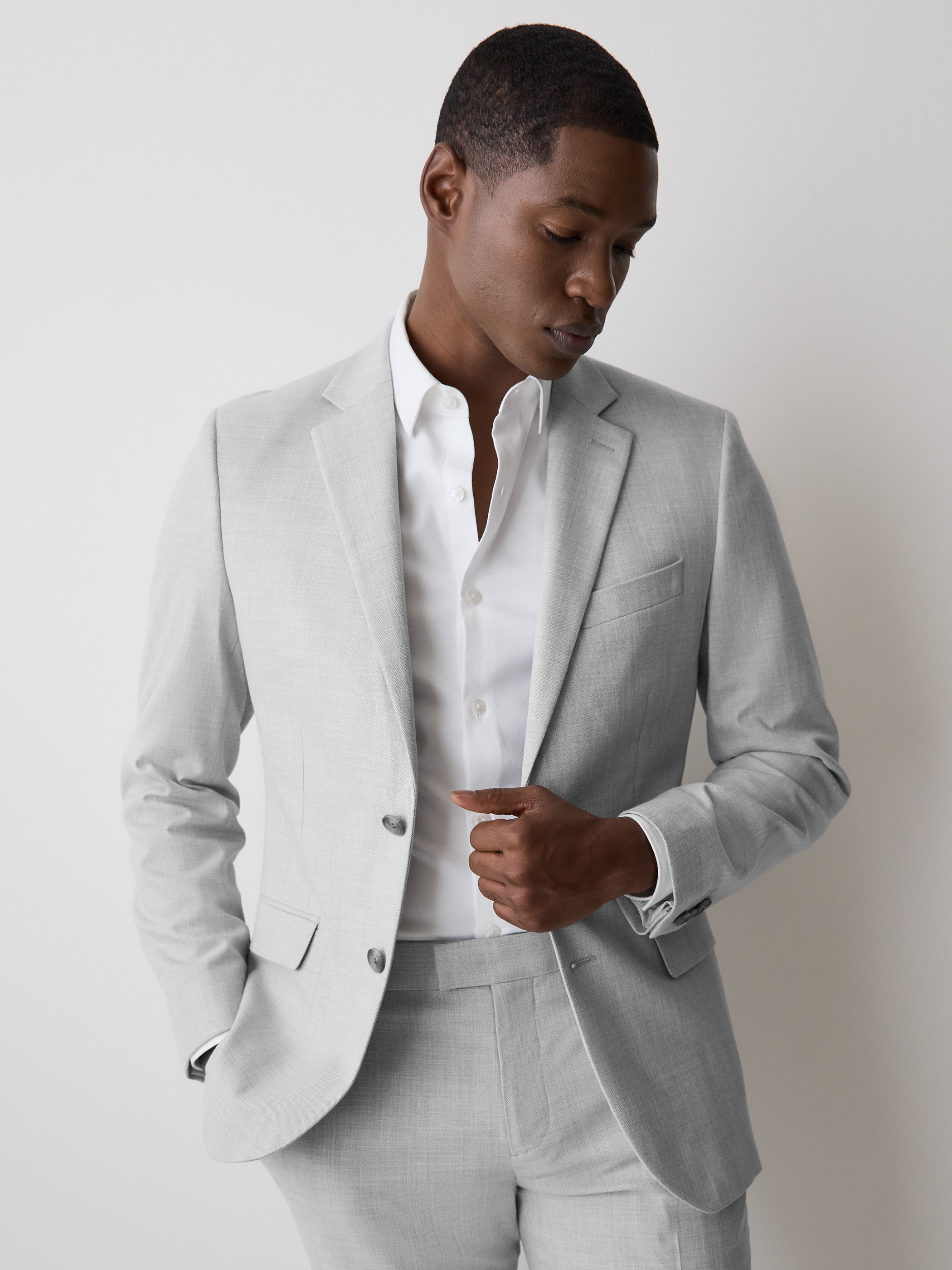 Veston de Complet Essentiel Coupe Étroite Gris Clair