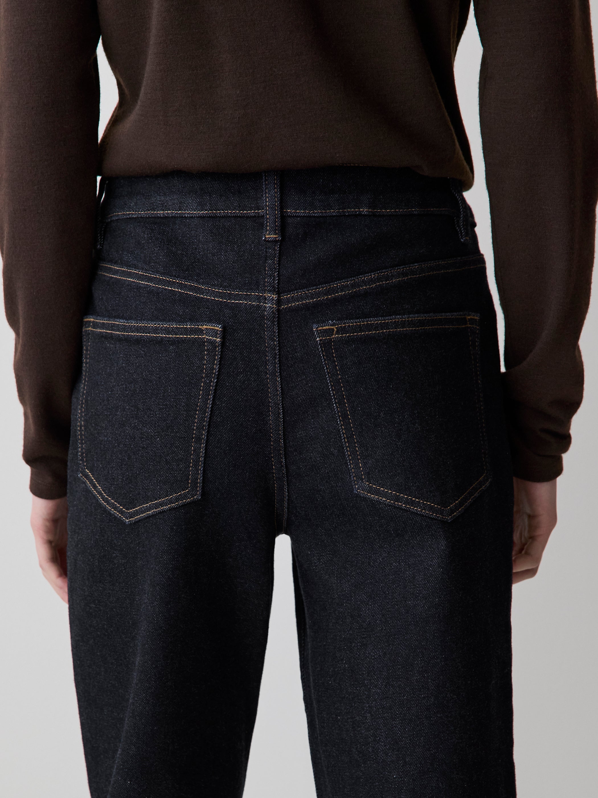 Jeans à Délavé Foncé à Taille Haute et Jambe Droite