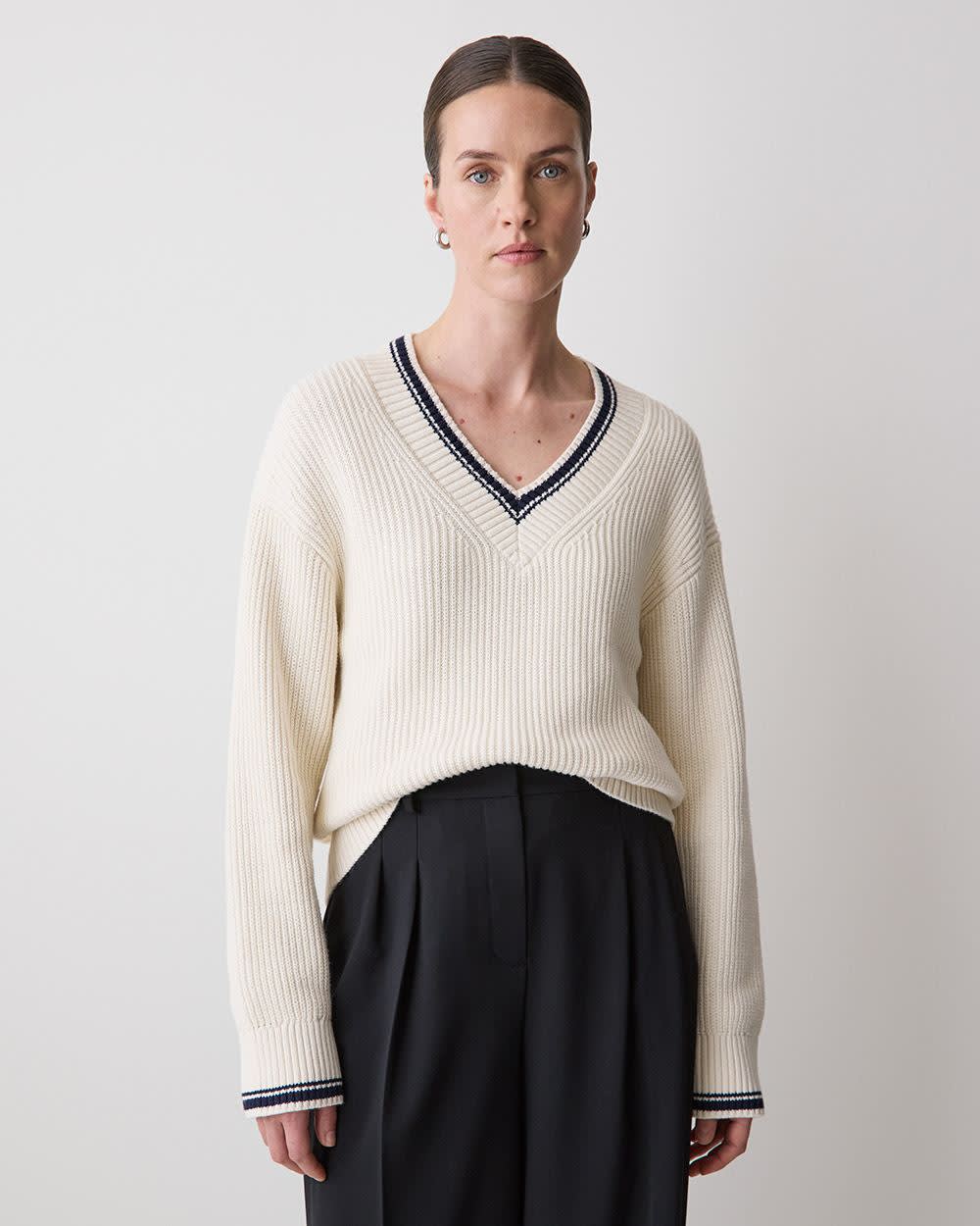 Long-Sleeve V-Neck Sweater