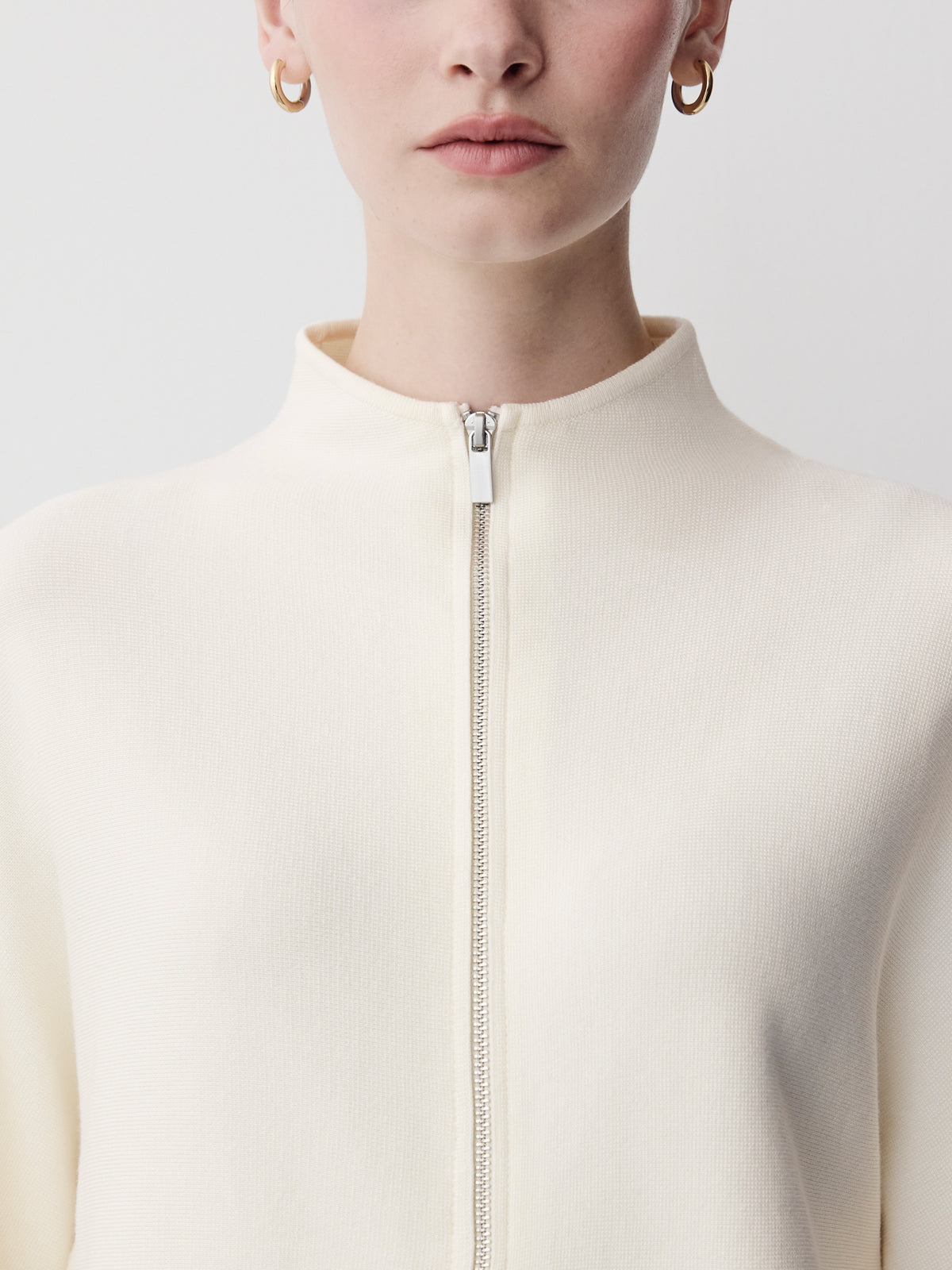 Knit Sweater Cardigan with Zip, Viscose Blend