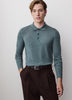Merino Wool Knit Polo Sweater Long Sleeve