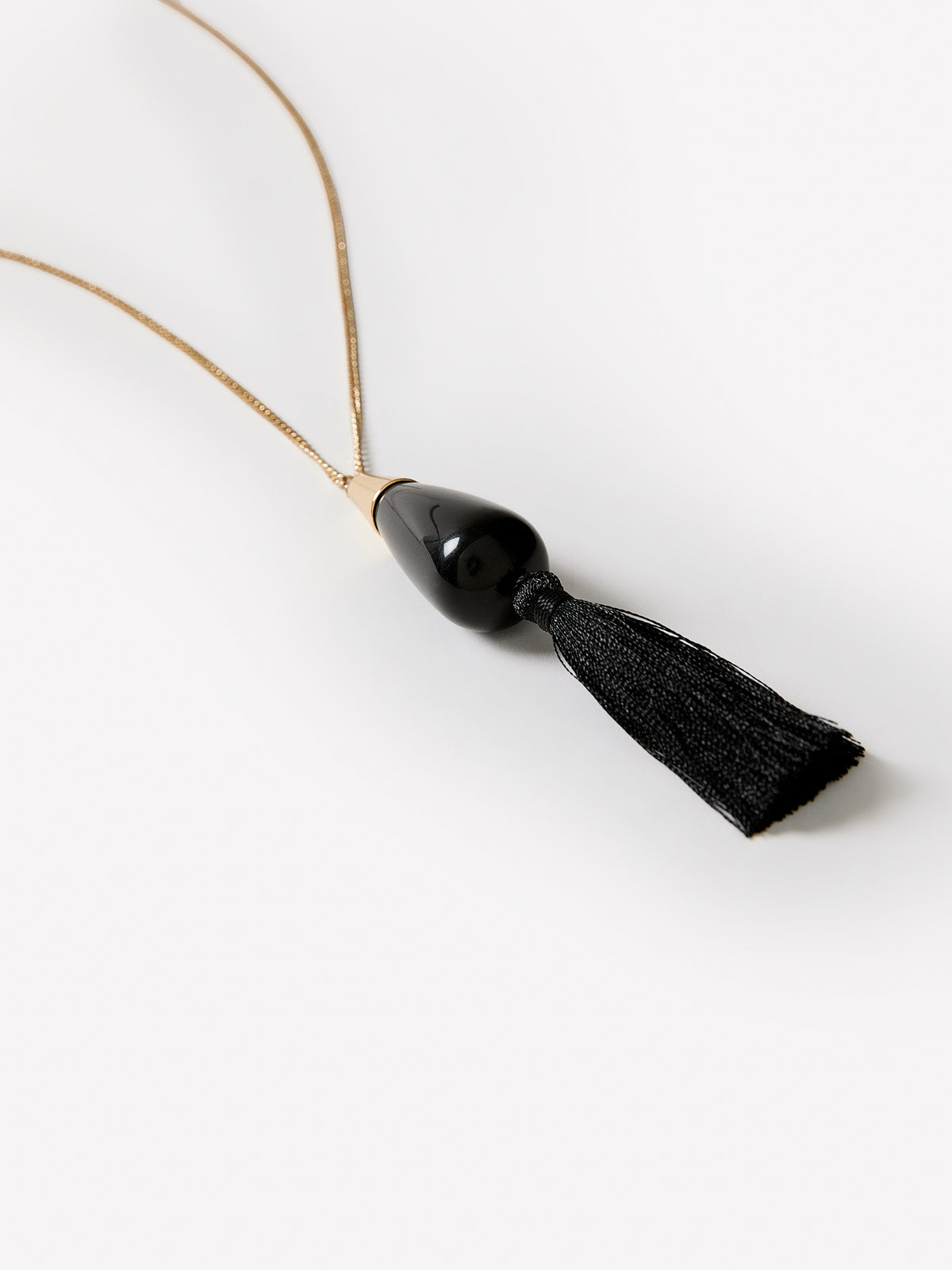 Long Necklace With Tiered Pendant and Tassel
