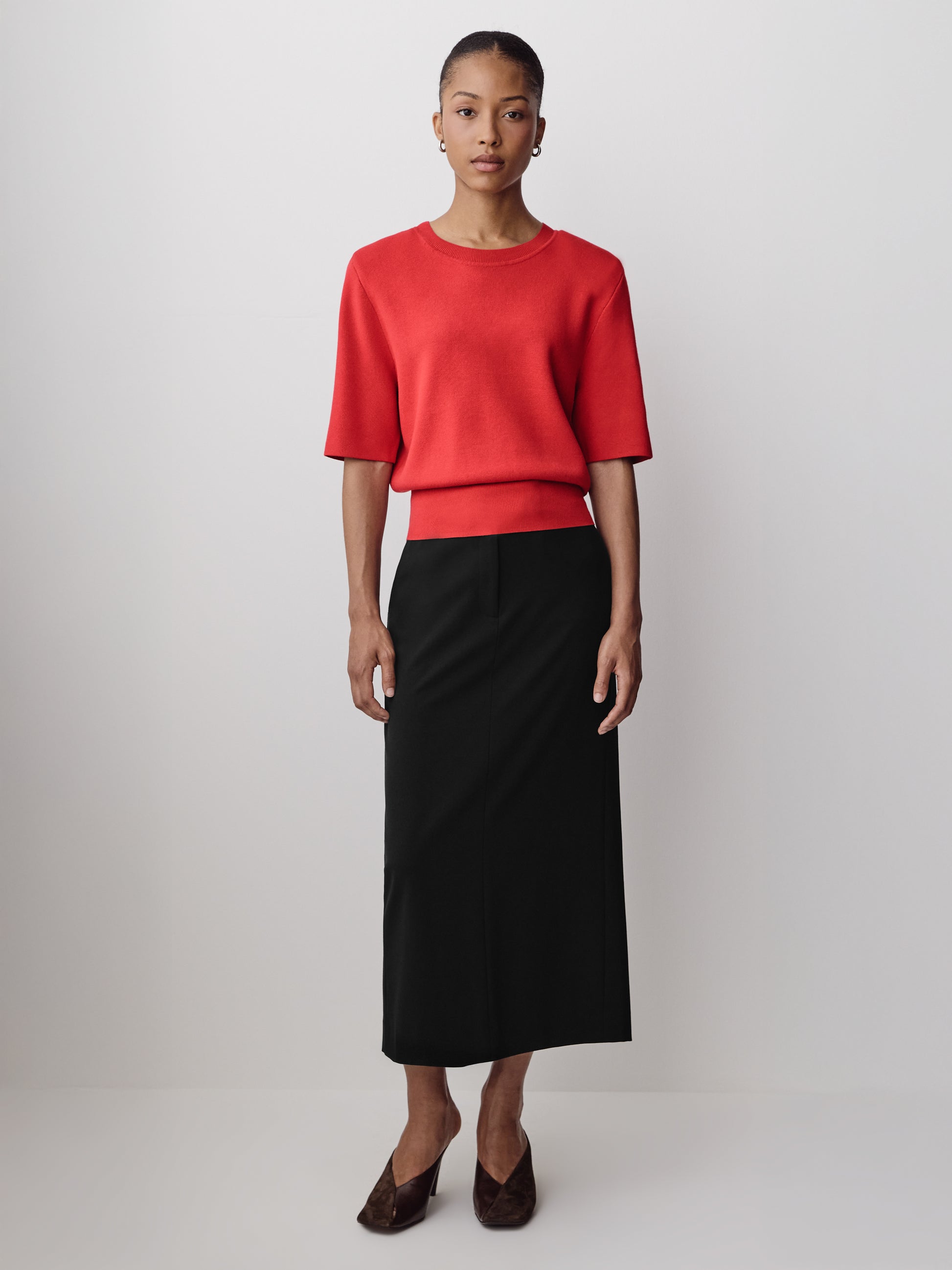 Knit Sweater with Shoulder Pads, Viscose Nylon Blend