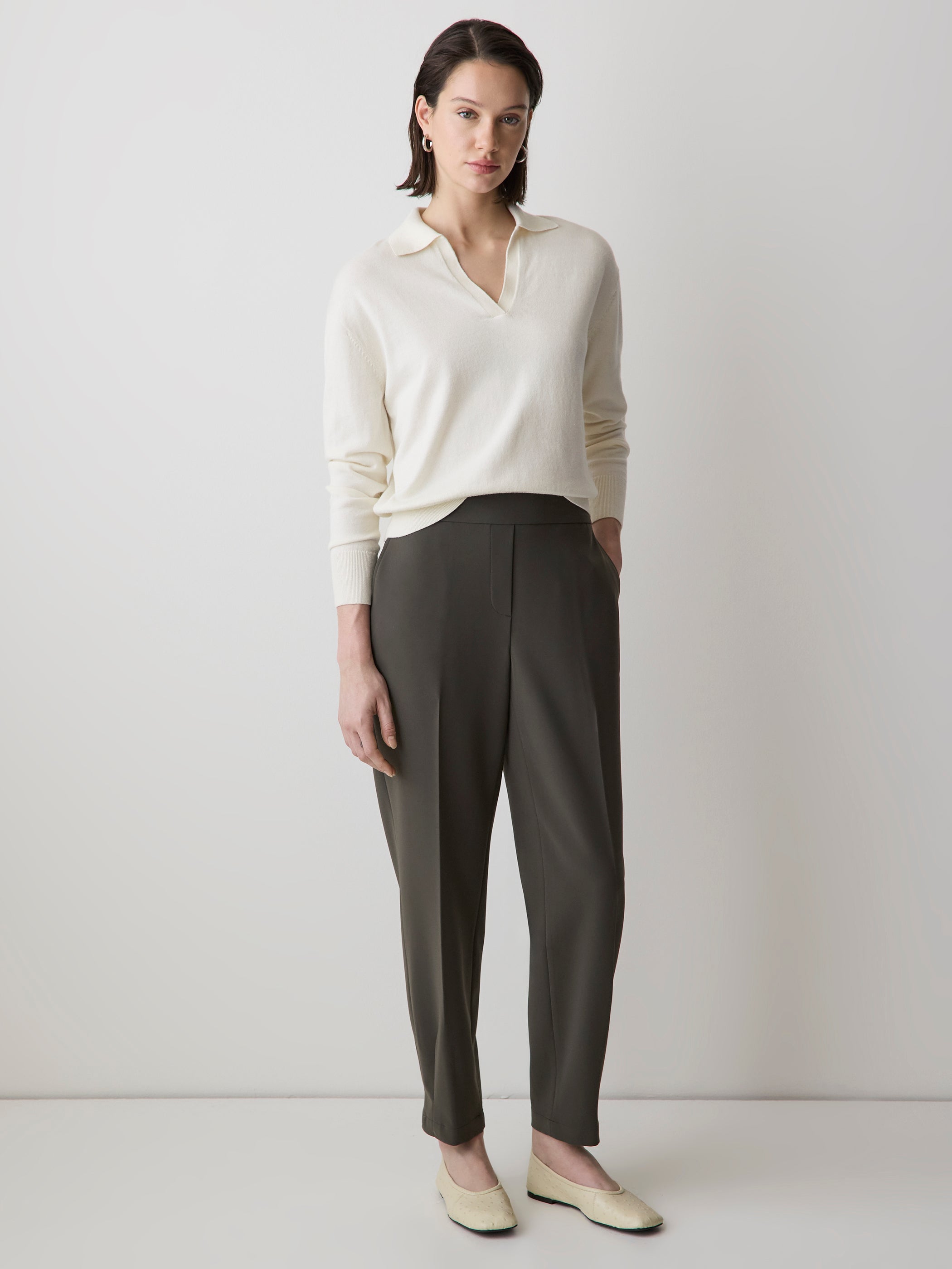 Polo à Manches Longues en Mélange de Laine