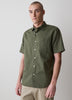 Mens Woven Linen Blend Shirt Regular Fit Short Sleeve