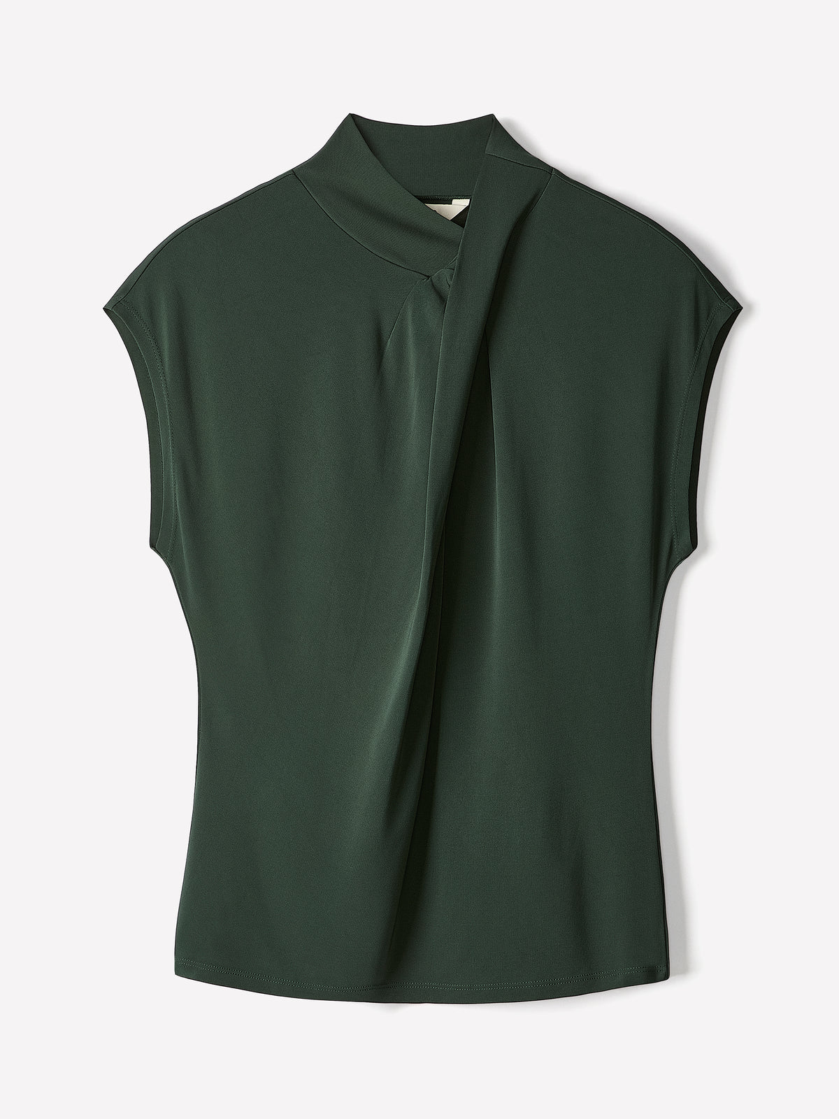 Extended-Sleeve Top with Crossover Draped Mock Neckline