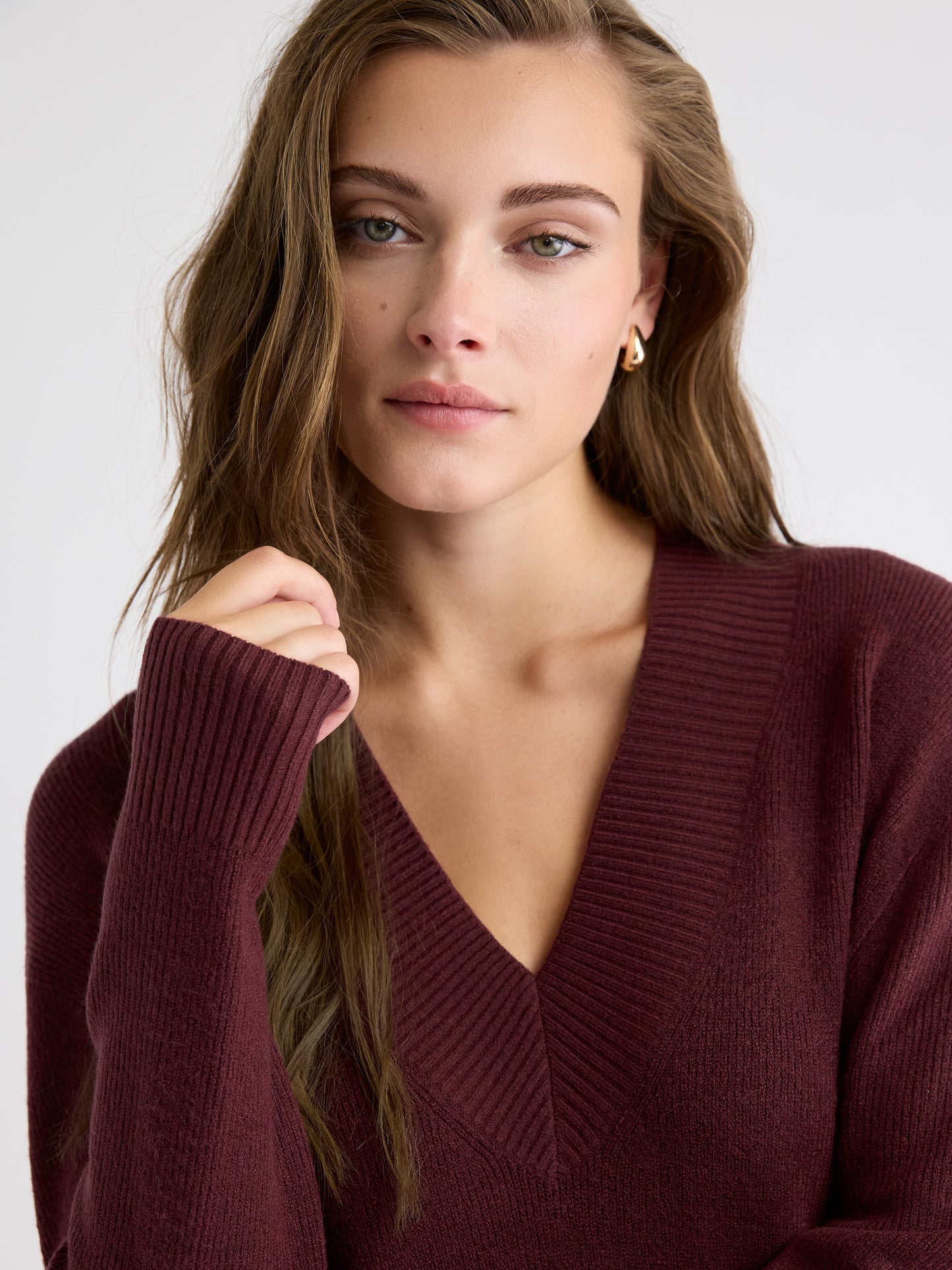 Robe Courte à Manches Longues et Col V