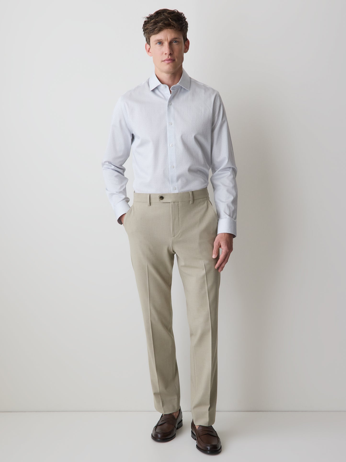 Tailored-Fit Dress Shirt with Geo Pattern
