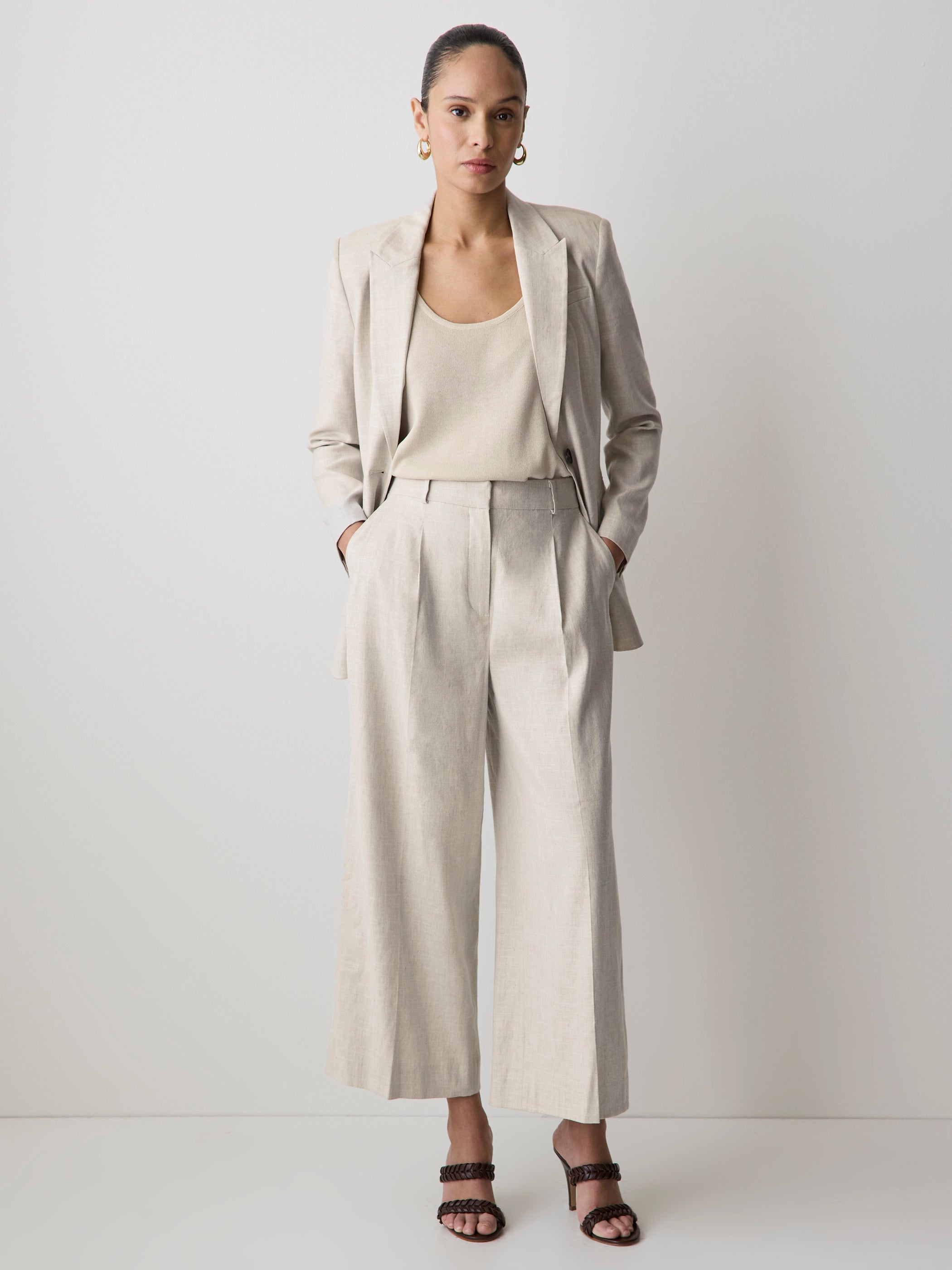 Cropped Wide-Leg High-Rise Pant