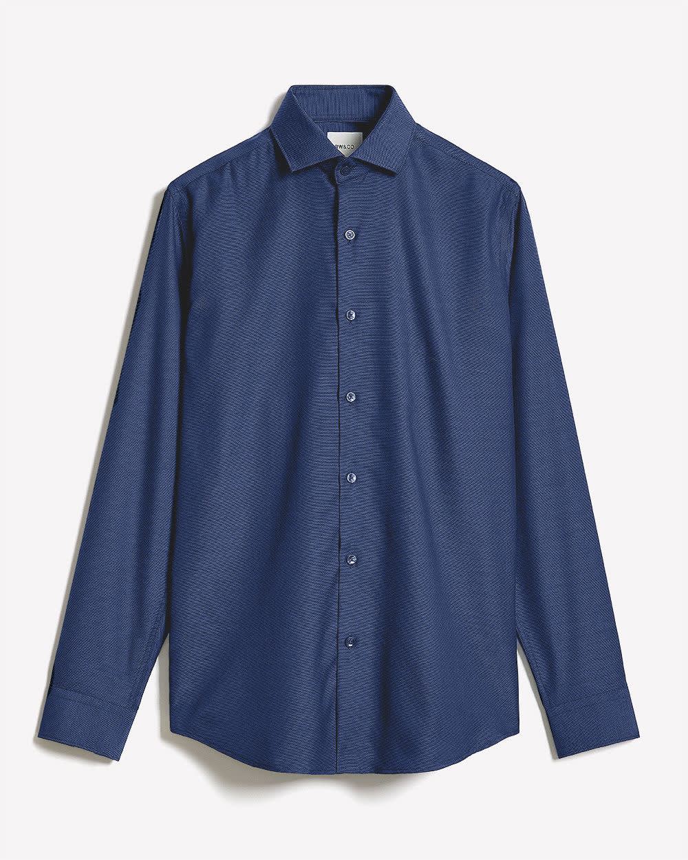 Chemise Habillée à Coupe Ajustée en Dobby à Deux Tons