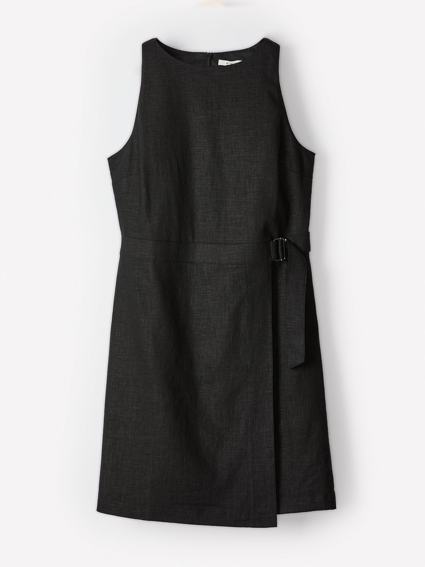 Robe Courte Sans Manches à Col Bateau en Mélange de Lin