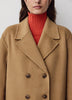Wool Blend Double-Breasted Coat with Removable Scarf