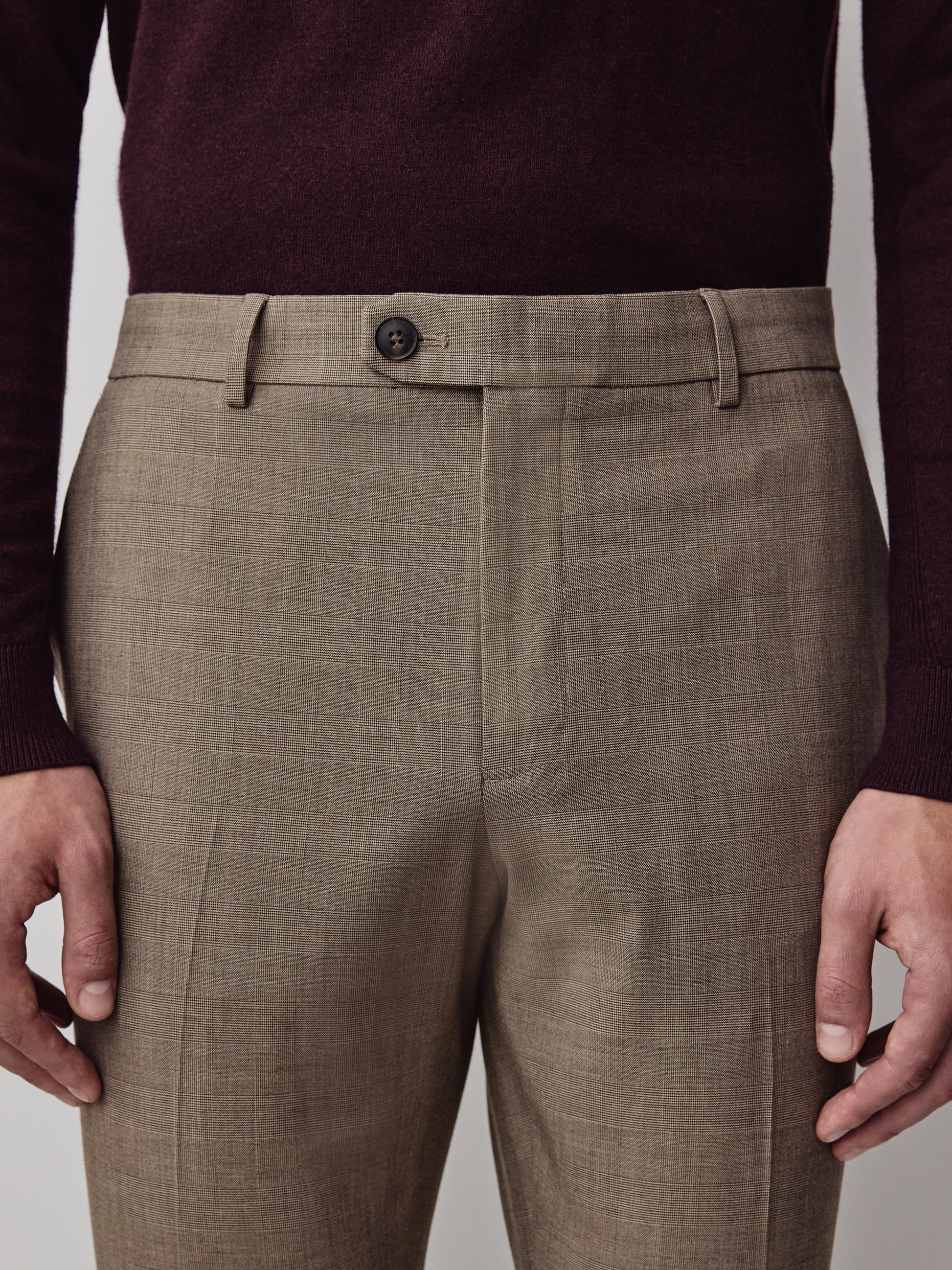 Slim Fit Wool Blend Prince of Wales Pant