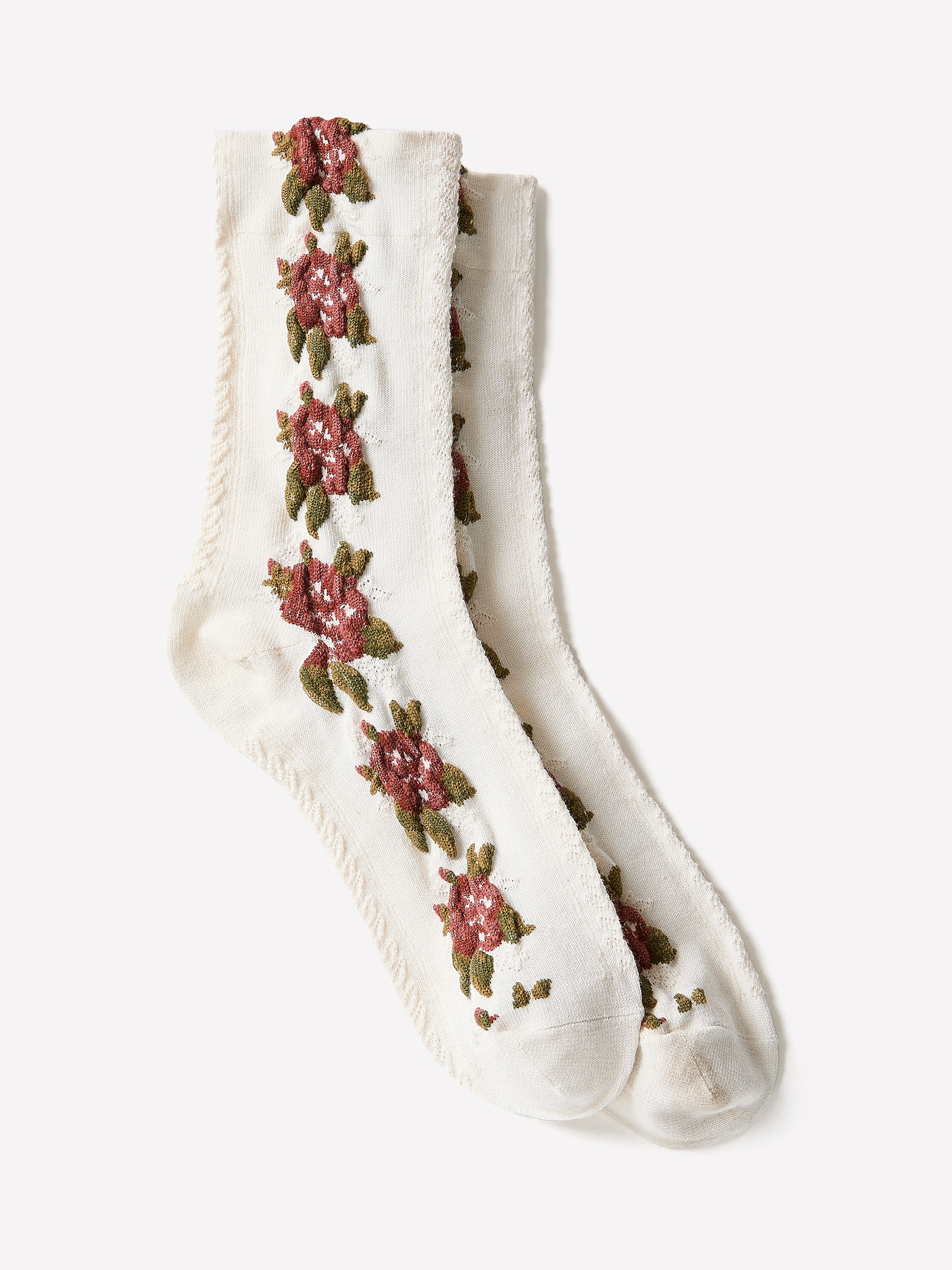Crew Socks Cotton Blend Textured Floral