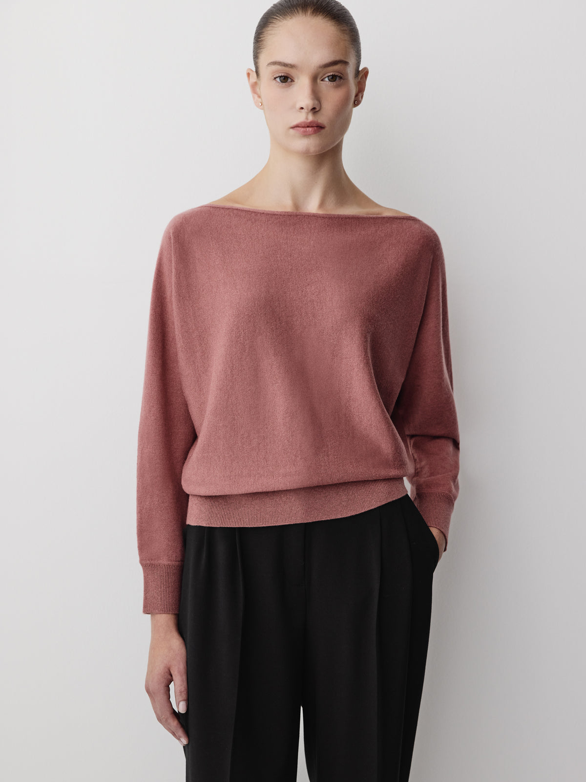 Long-Sleeve Off-the-Shoulder Merino-Wool Sweater