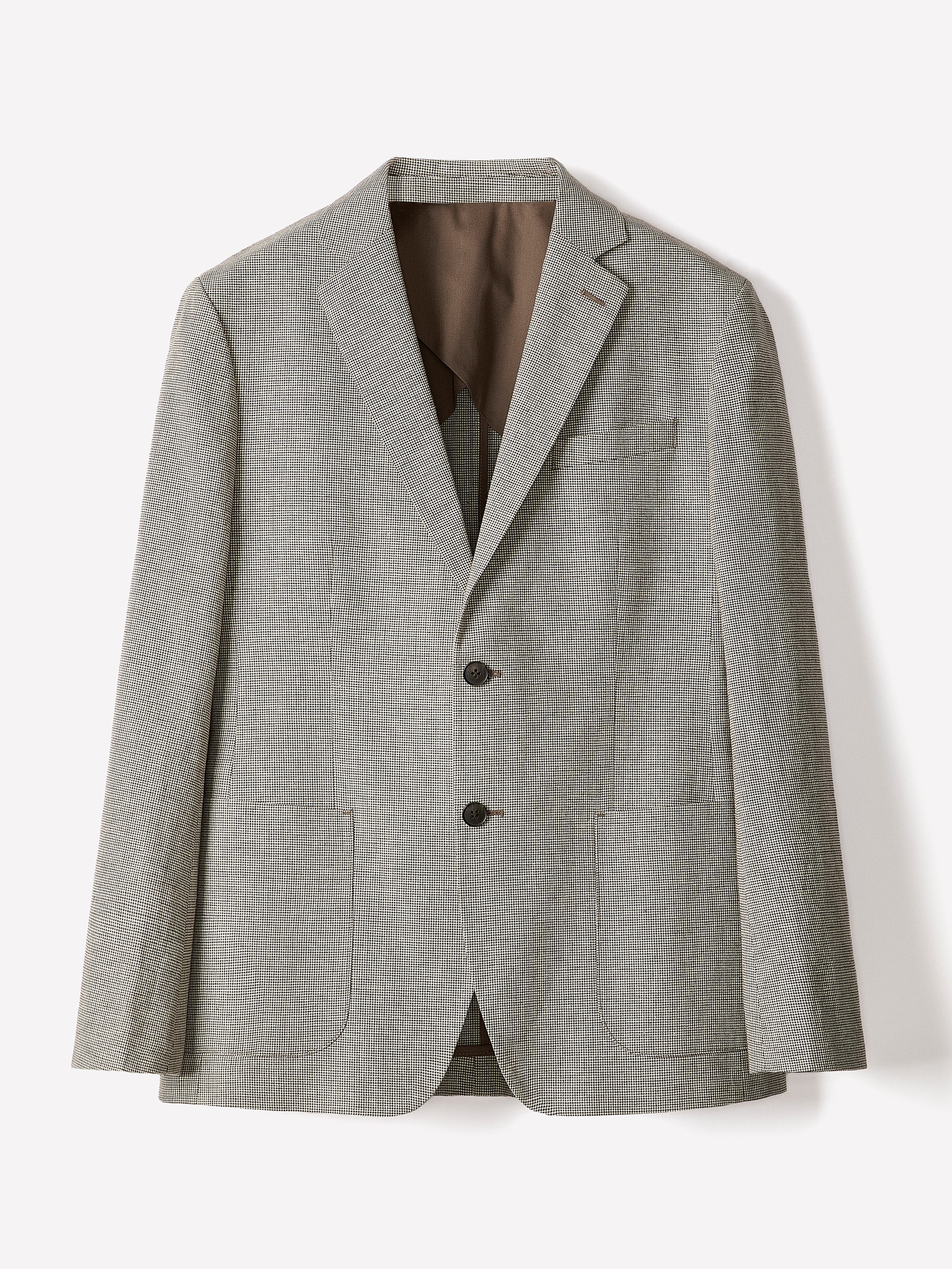 Houndstooth Linen-Blend Blazer