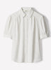 Silky Crepe Short-Sleeve Buttoned-Down Blouse