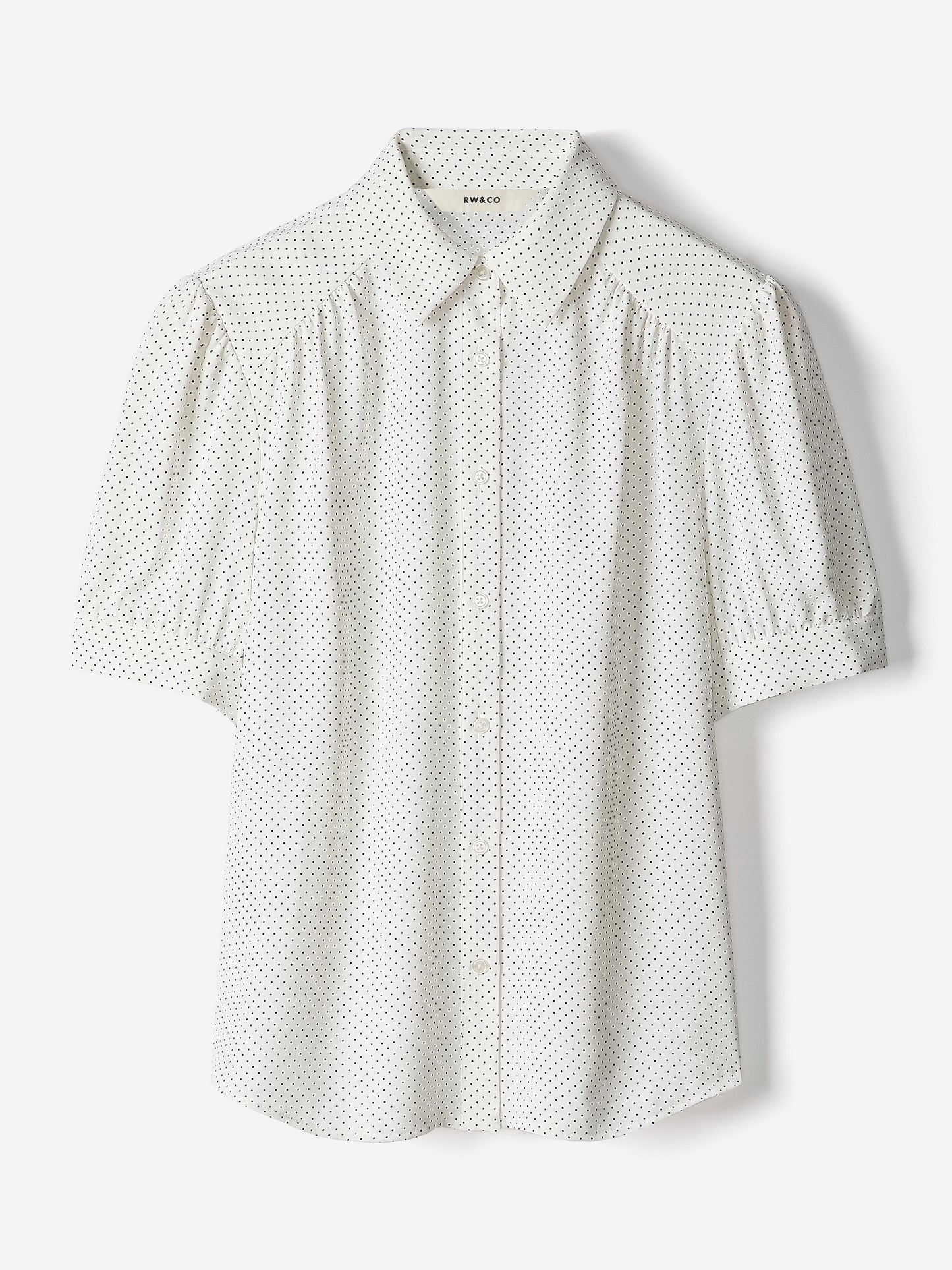 Silky Crepe Short-Sleeve Buttoned-Down Blouse