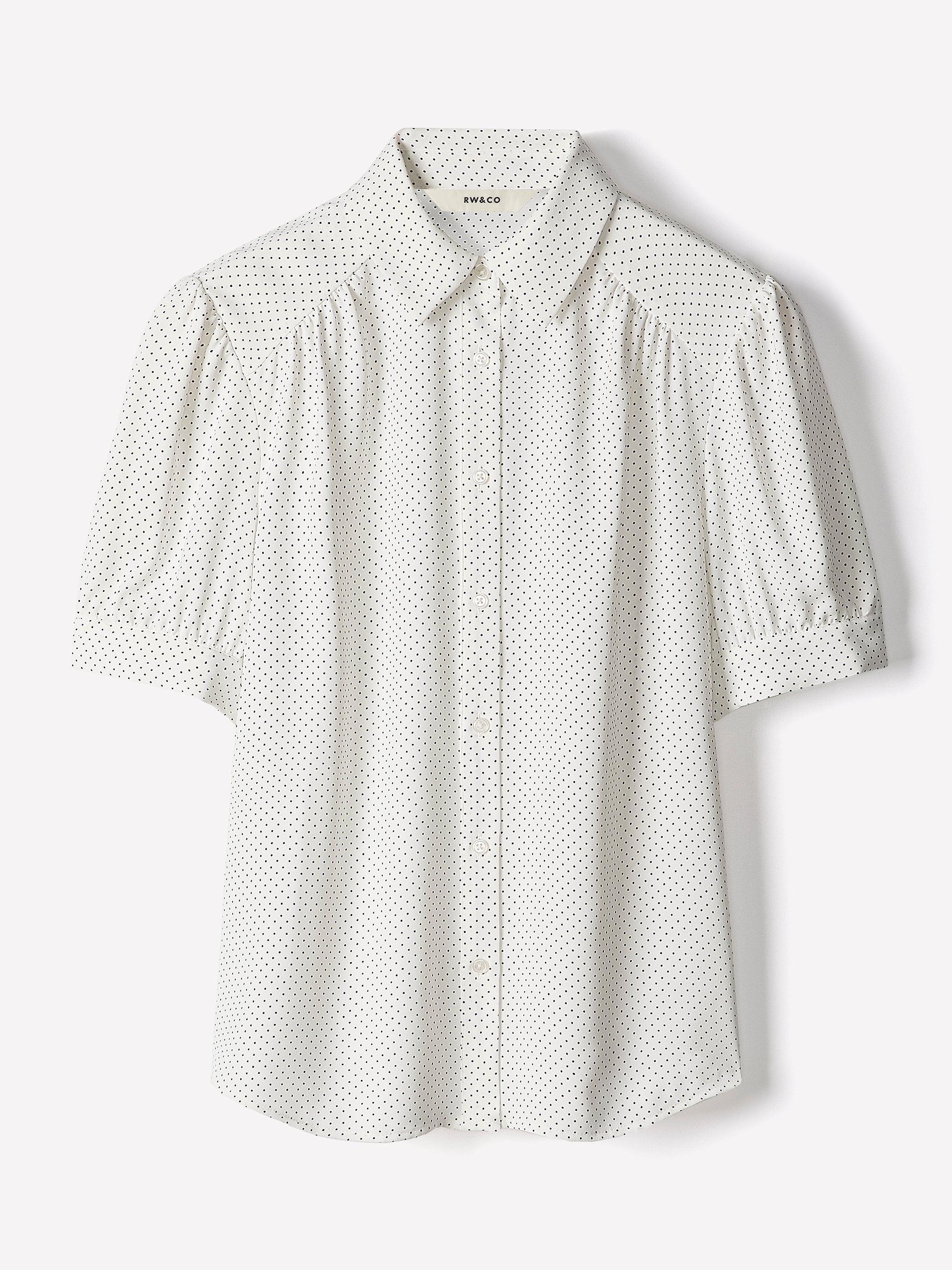 Silky Crepe Short-Sleeve Buttoned-Down Blouse
