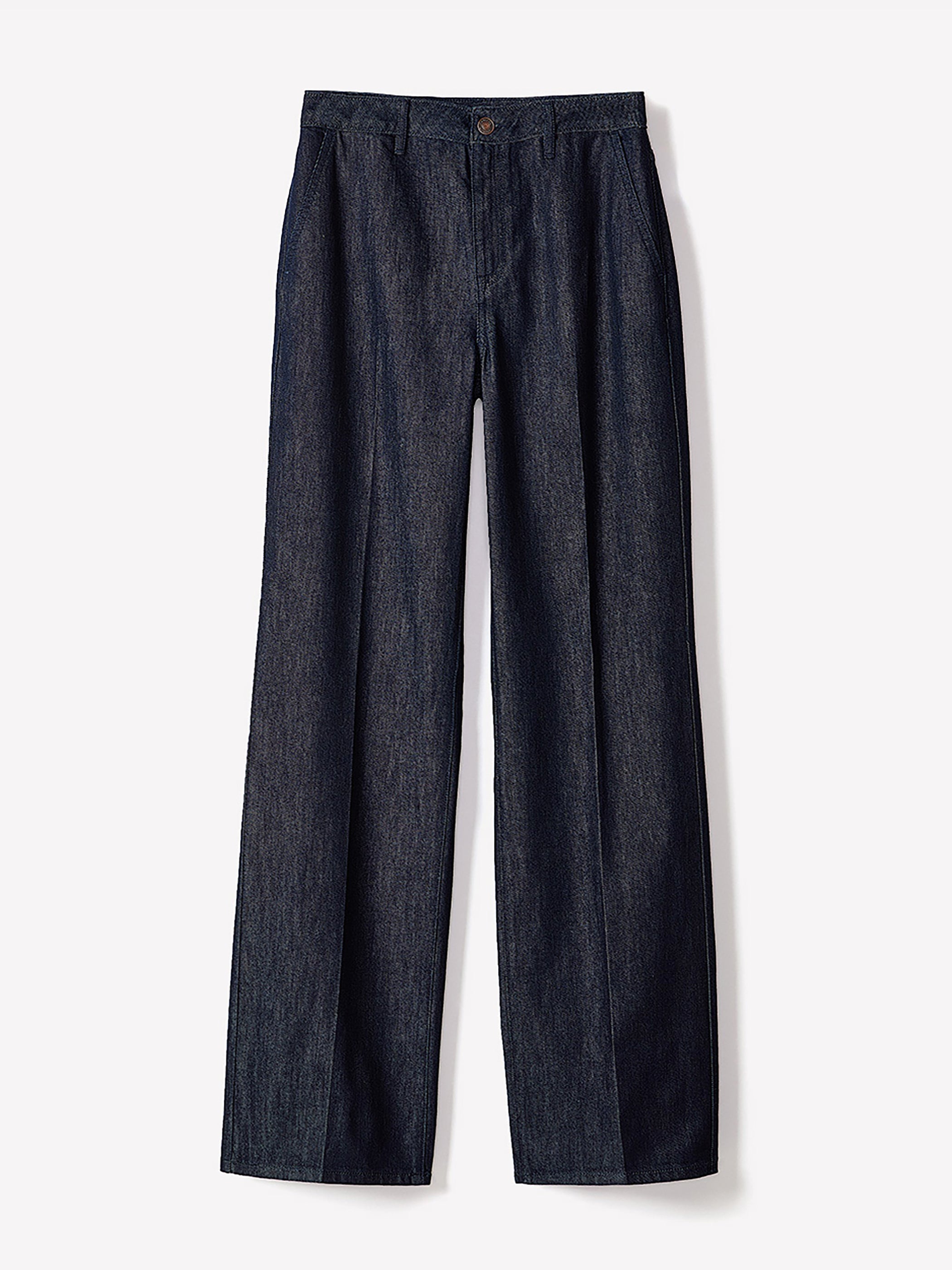 Pantalon en Denim à Taille Haute et Jambe Large
