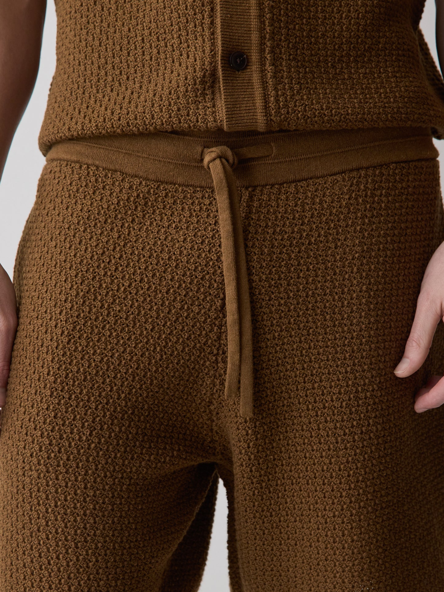 Knit Short Sleeve Sweater With Textured Stitch