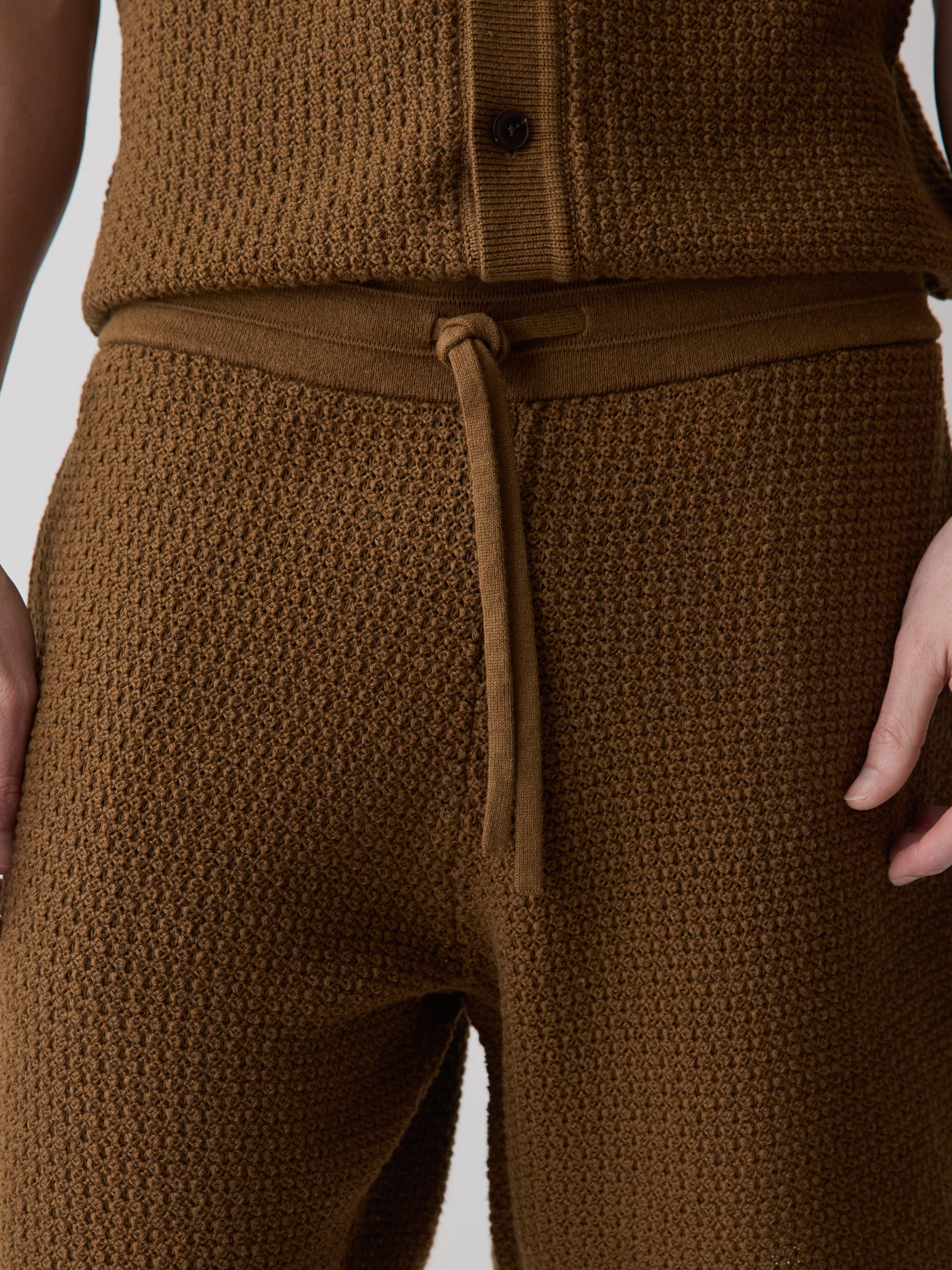 Knit Short Sleeve Sweater With Textured Stitch