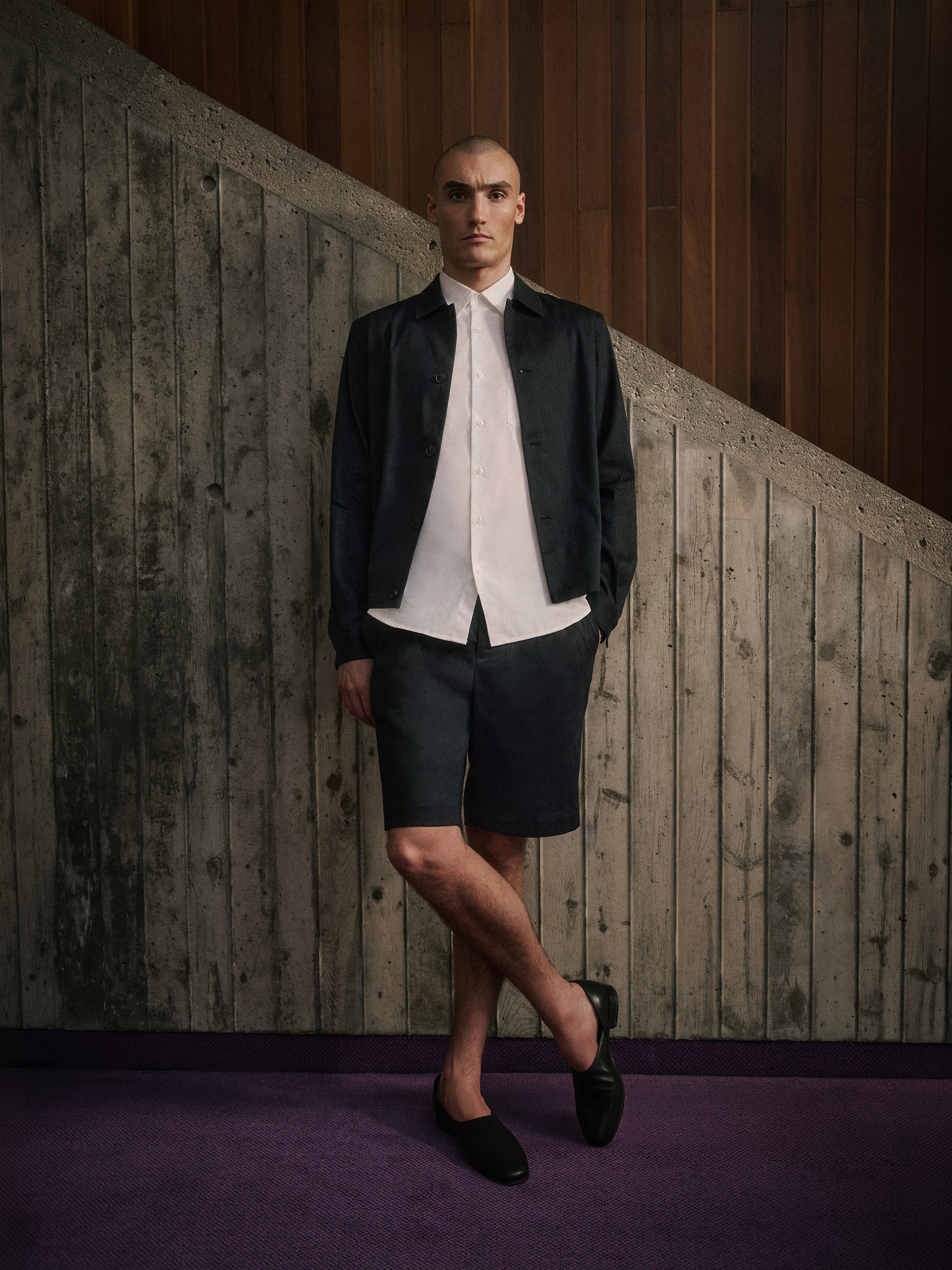 Linen-Blend Pleated Shorts