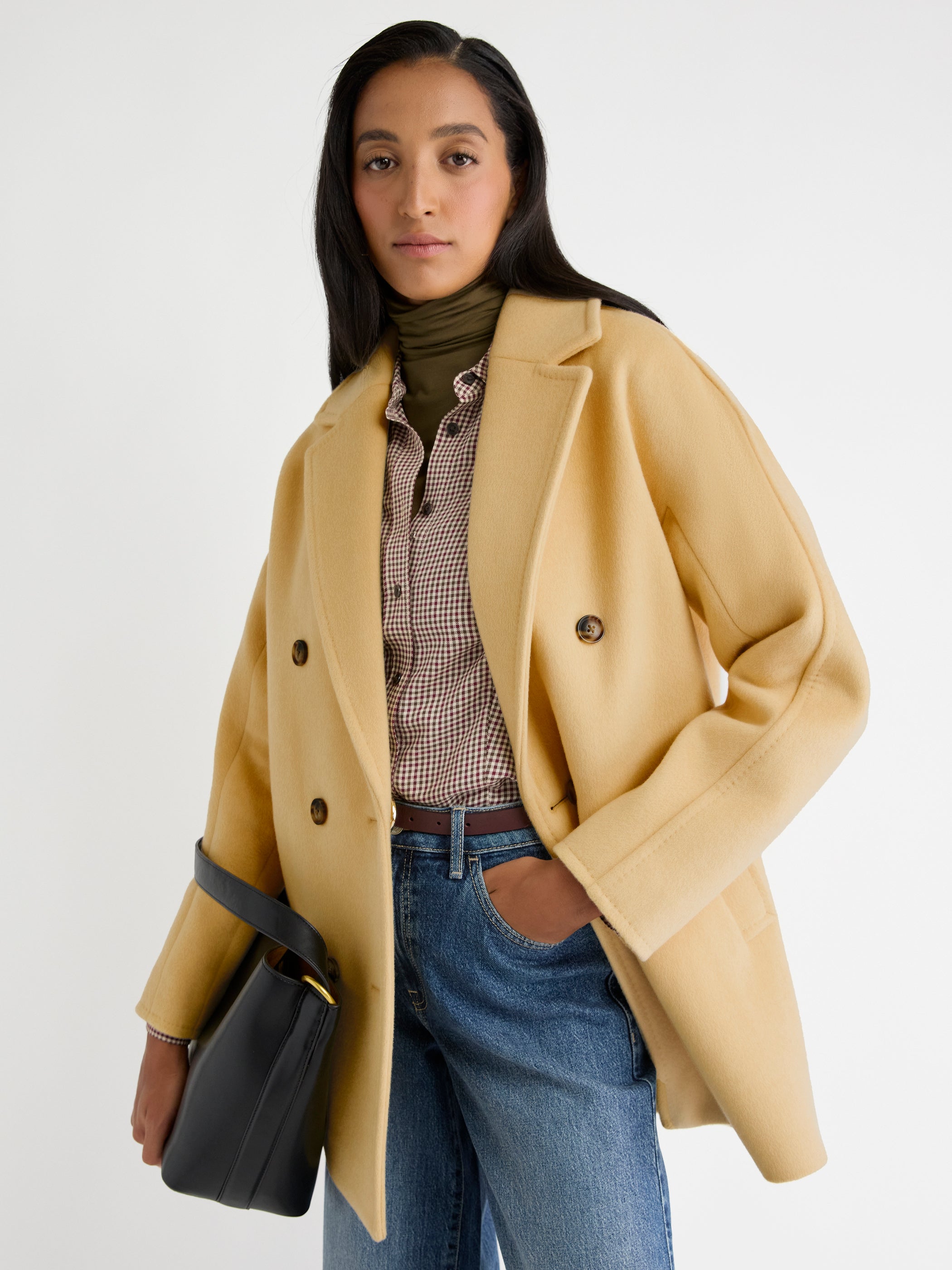 Melton Wool-Blend Double-Breasted Peacoat