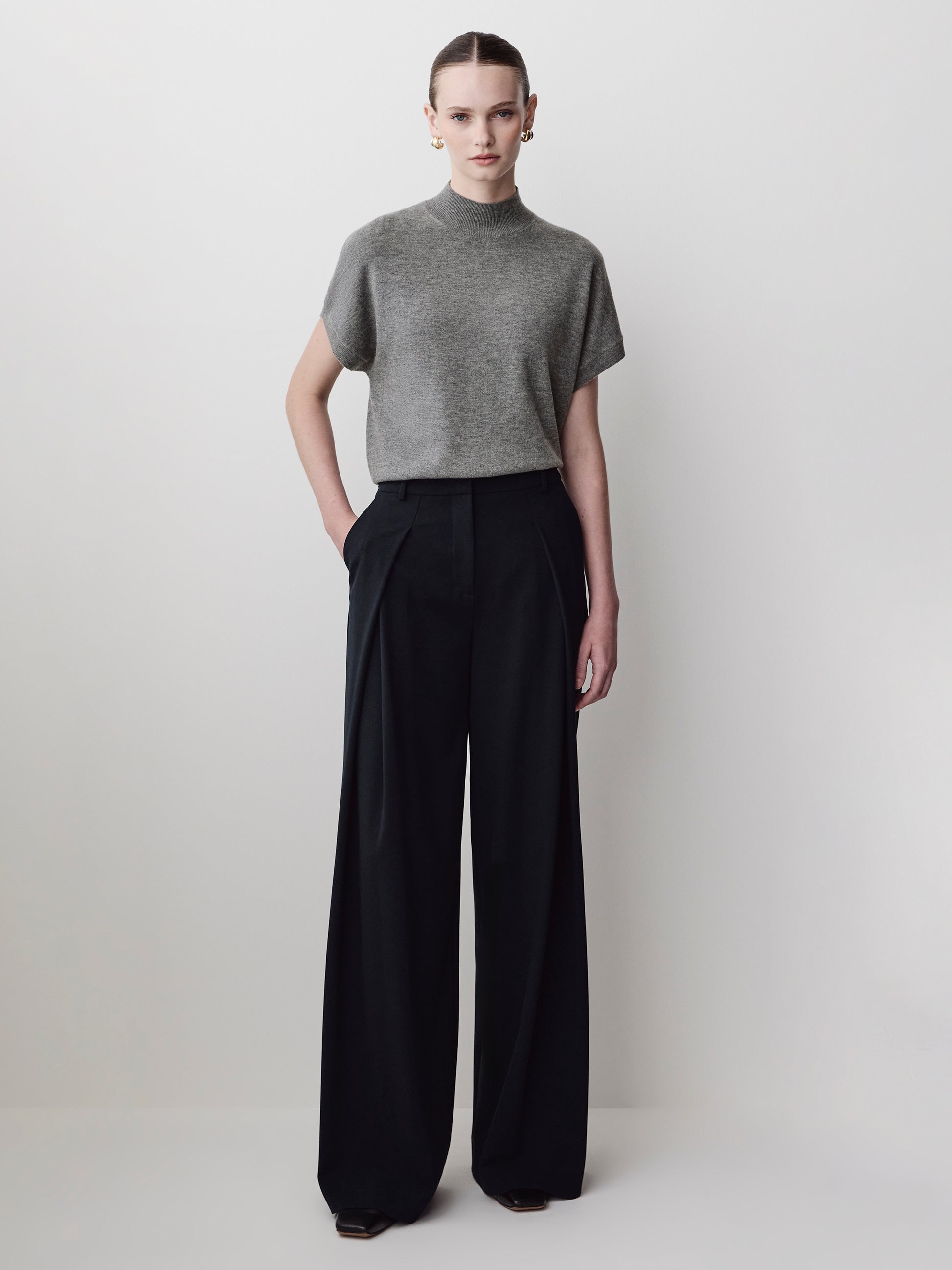 Ultra Wide High Rise Stretch Woven Pant
