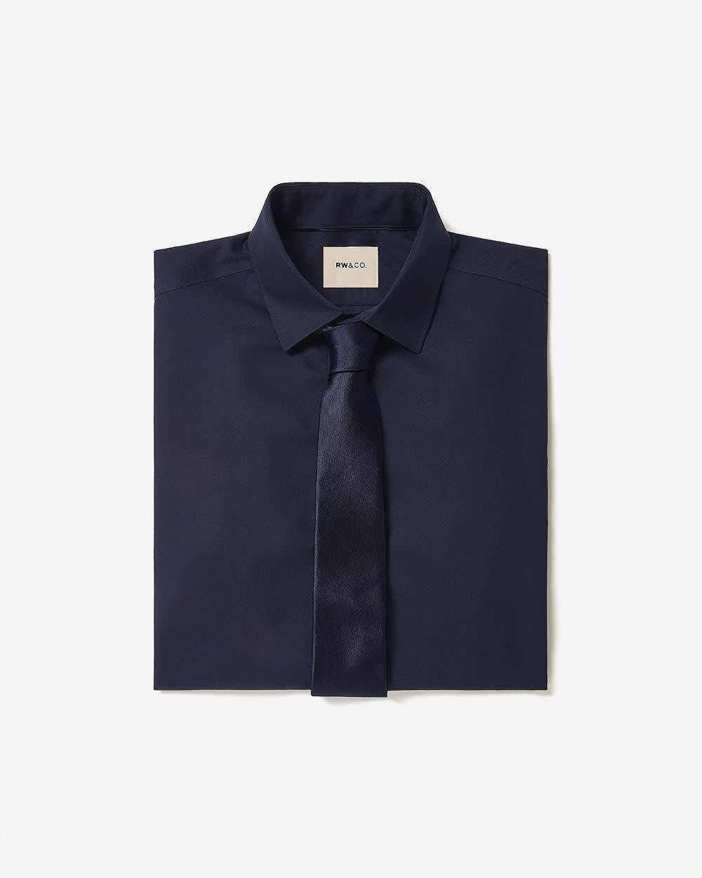 Slim-Fit Solid Cotton Modal Dress Shirt