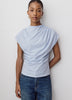 Extended-Sleeve Crew-Neck Draped Top
