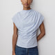 Extended-Sleeve Crew-Neck Draped Top