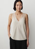 Sleeveless V-Neck Blouse with Sheer Straps
