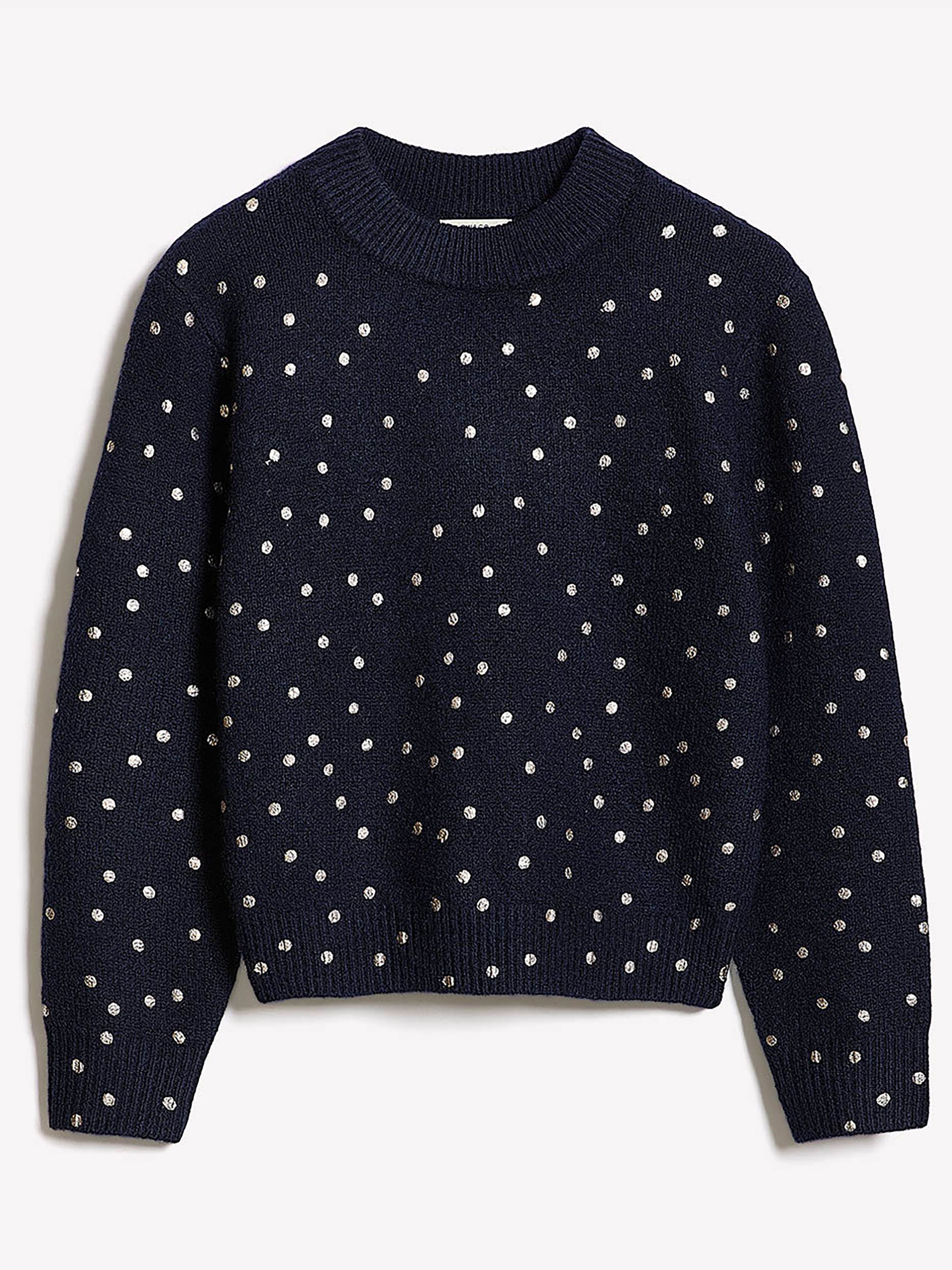 Wool-Blend Long-Sleeve Crew-Neck Sweater with Metallic Dots