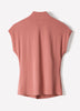 Extended-Sleeve Top with Crossover Draped Mock Neckline