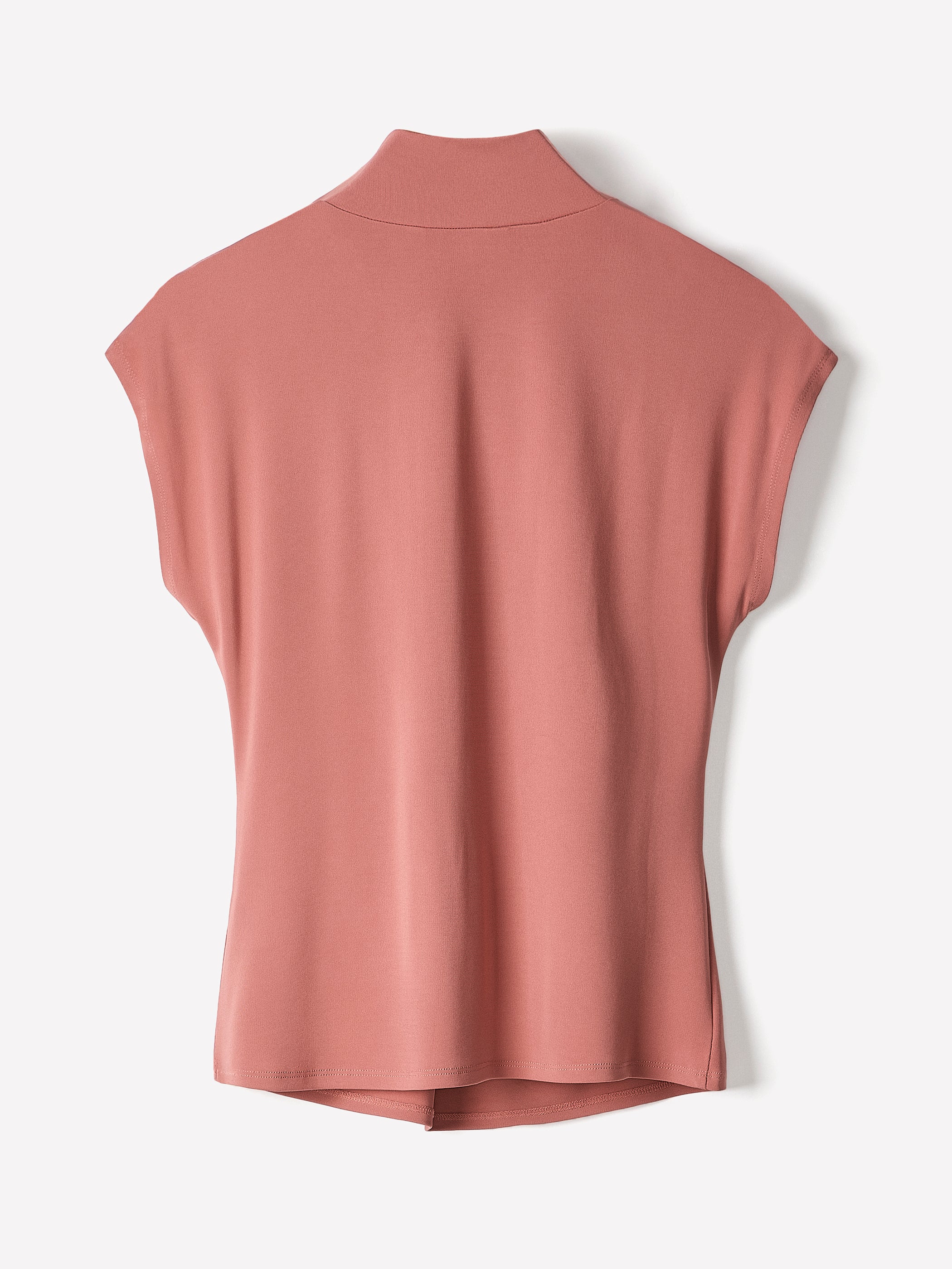 Extended-Sleeve Top with Crossover Draped Mock Neckline