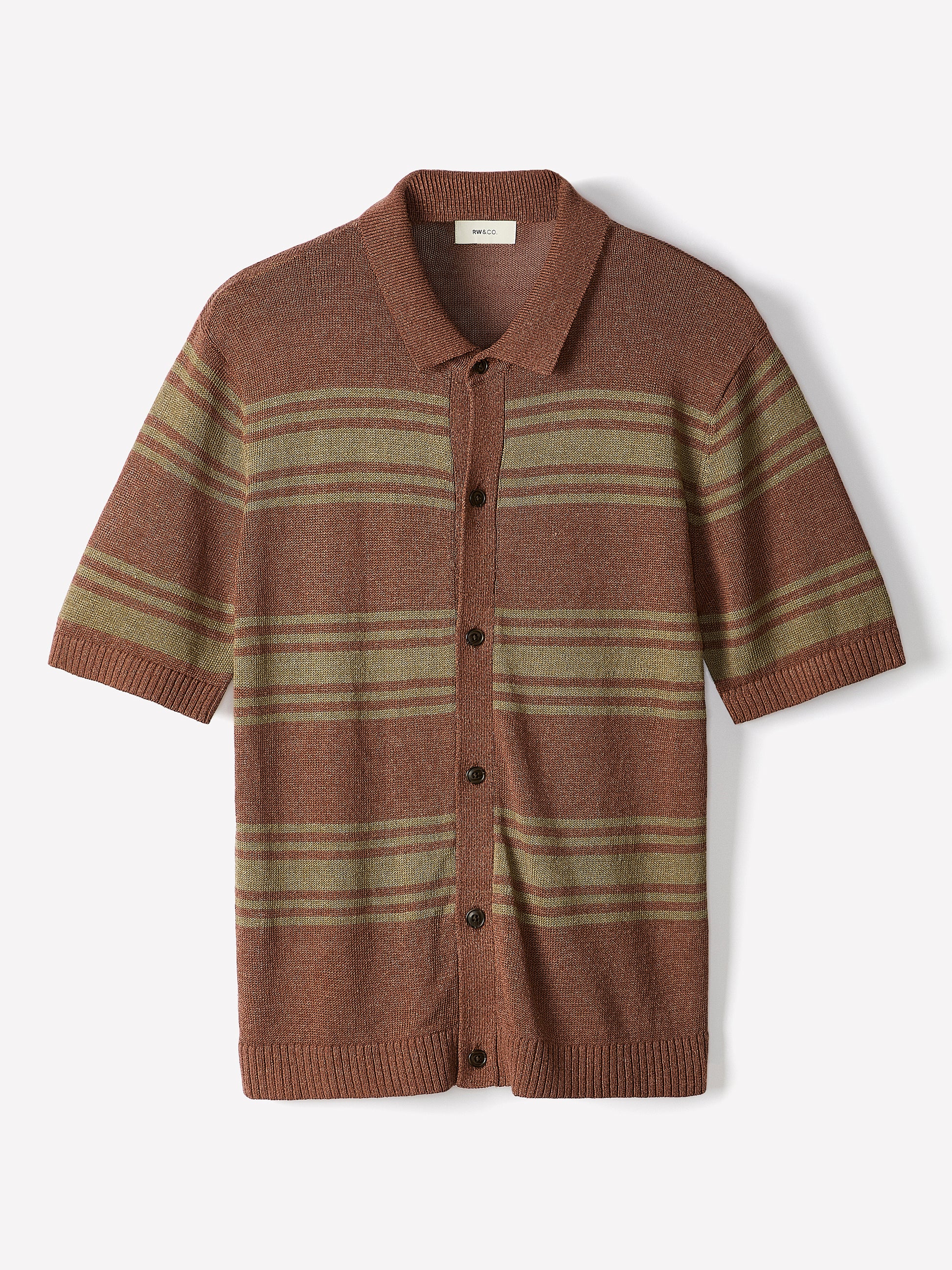 Knit Sweater Cardigan Linen Blend with Stripes