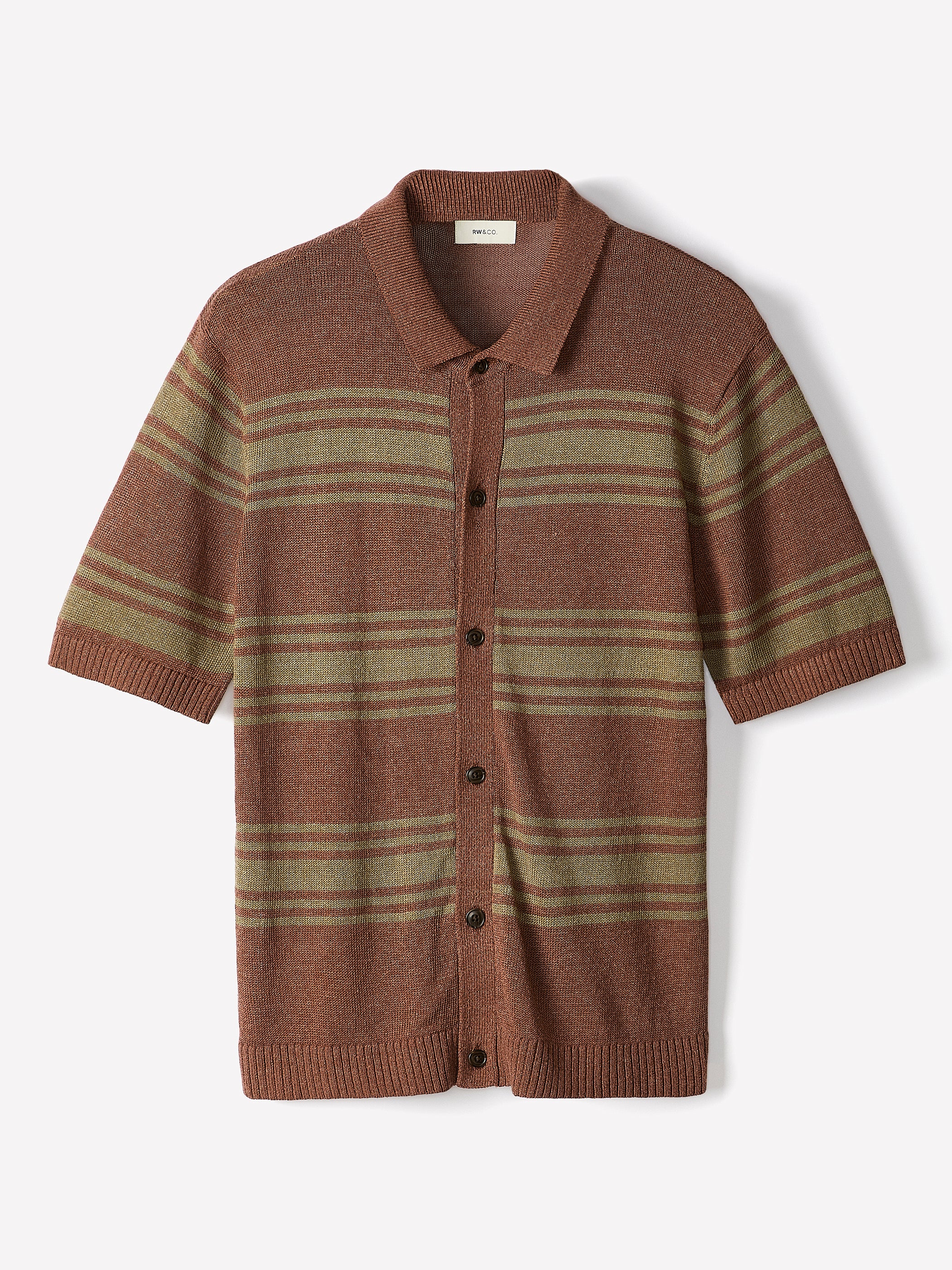 Knit Sweater Cardigan Linen Blend with Stripes