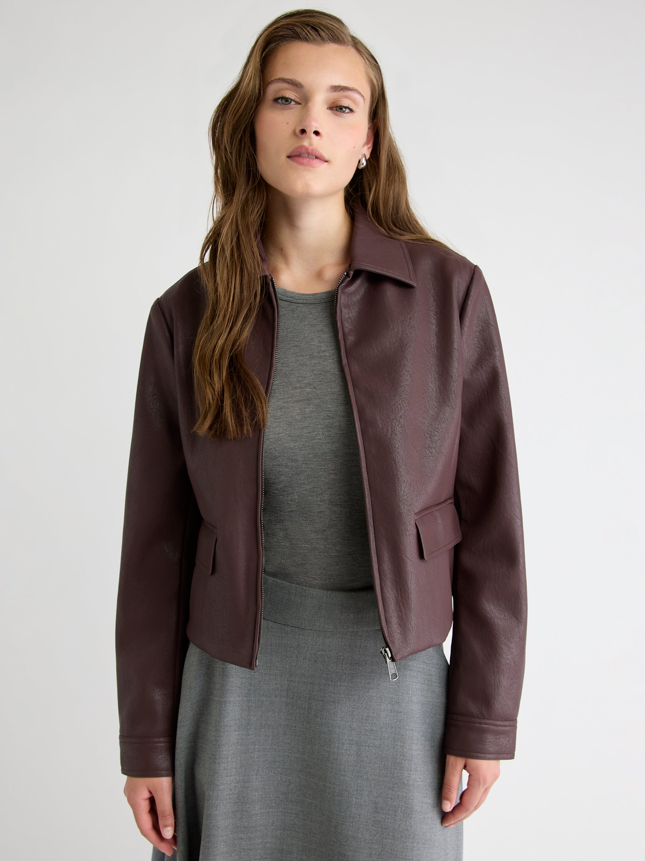 Short Faux Leather Jacket | RW&CO.