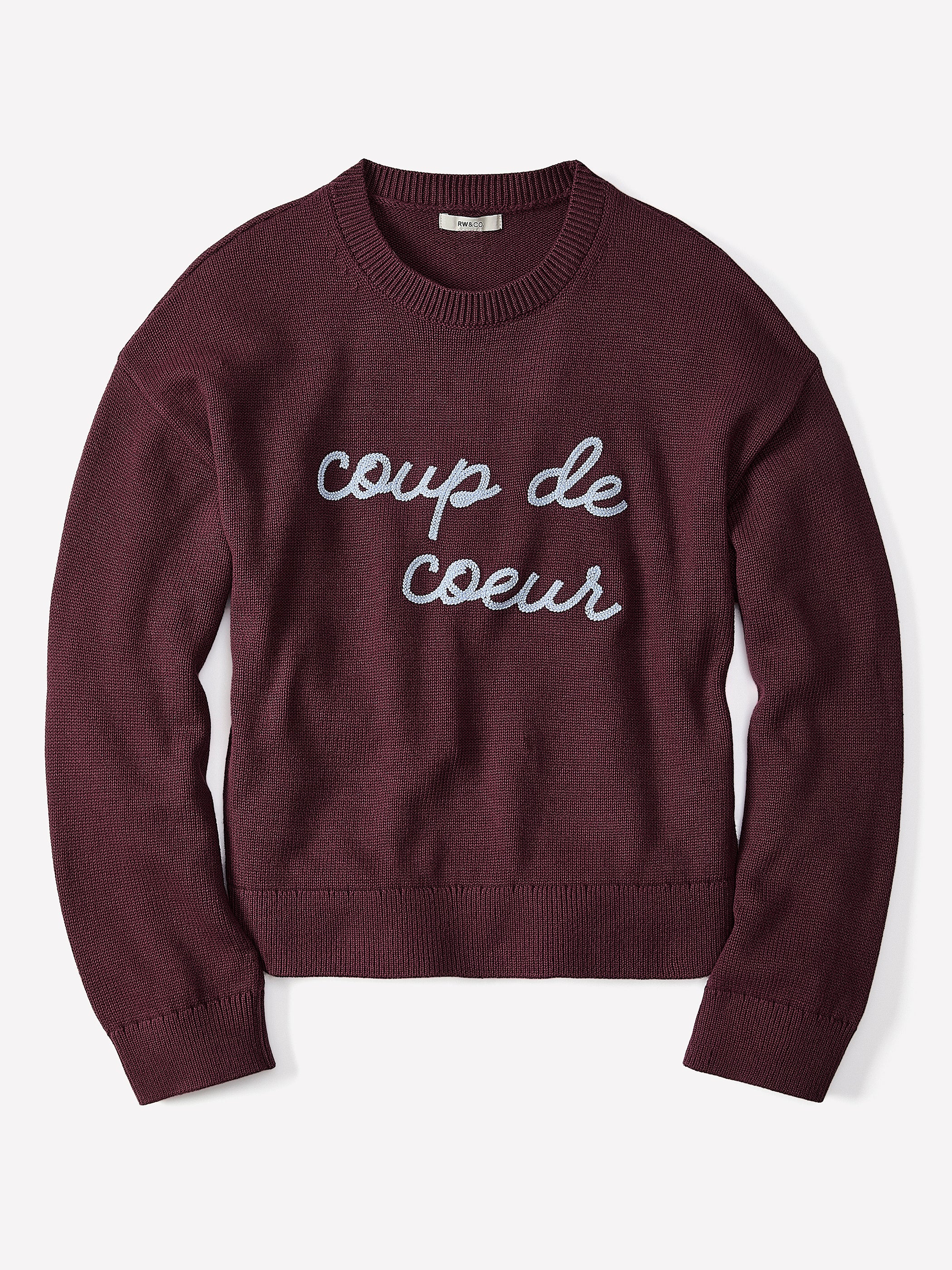 Women's Classic Fit Embroidered Crew-Neck Knit Sweater – RW&CO
