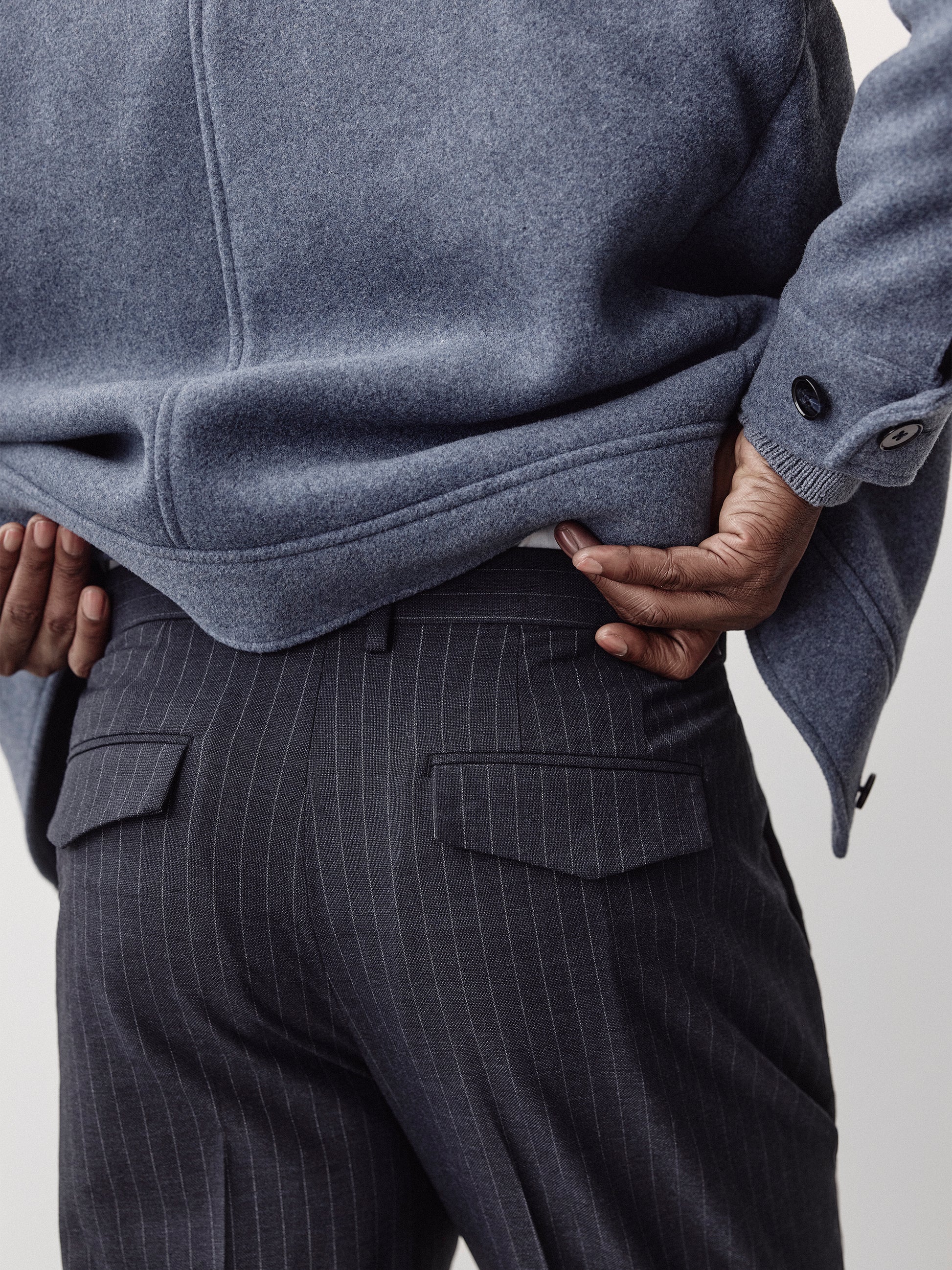 Striped Tapered-Leg Pleated Dress Pant