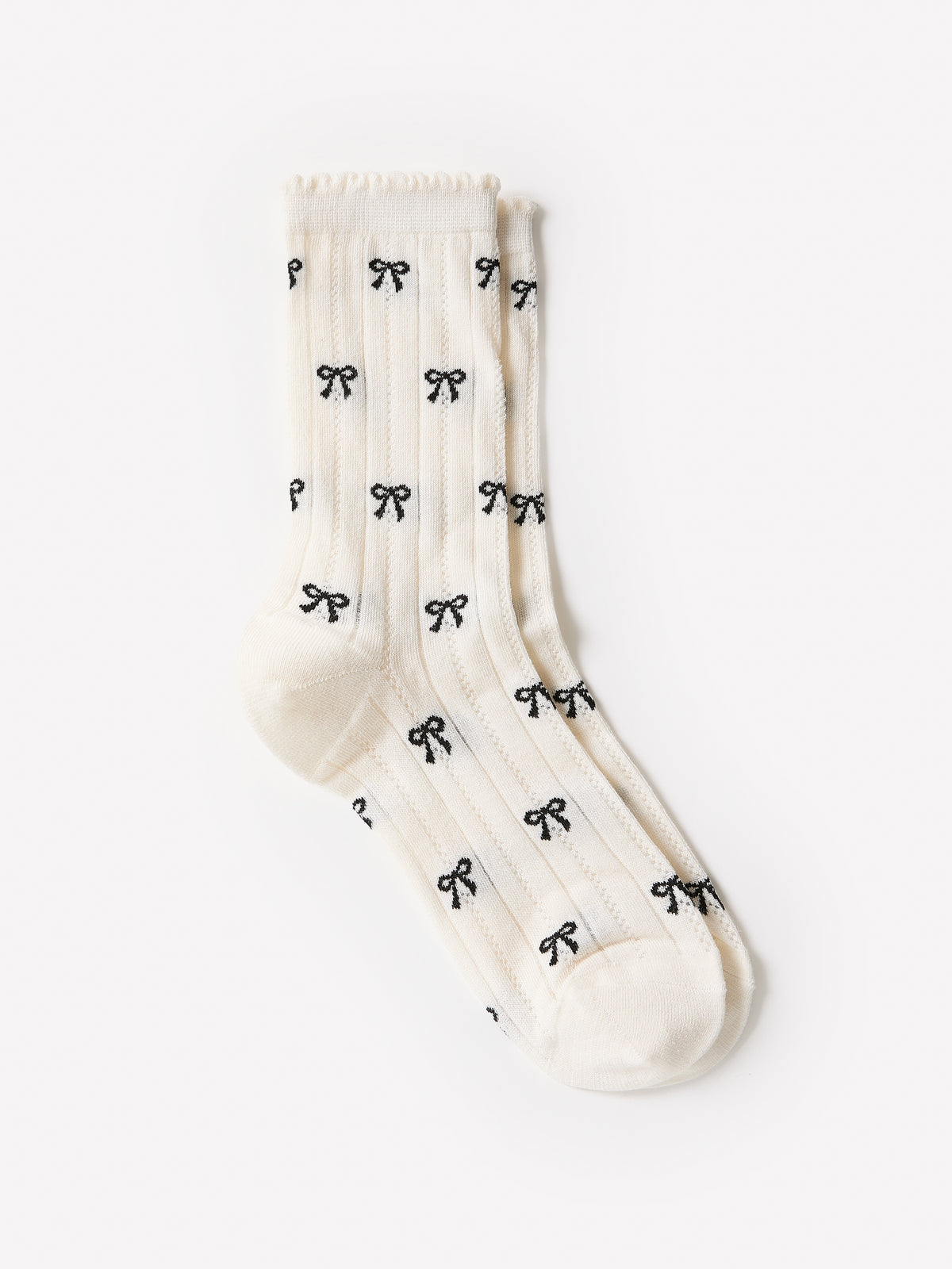 Crew Socks with Pointelle Bow Detail