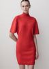 Short-Sleeve Mock-Neck Mini Sweater Dress