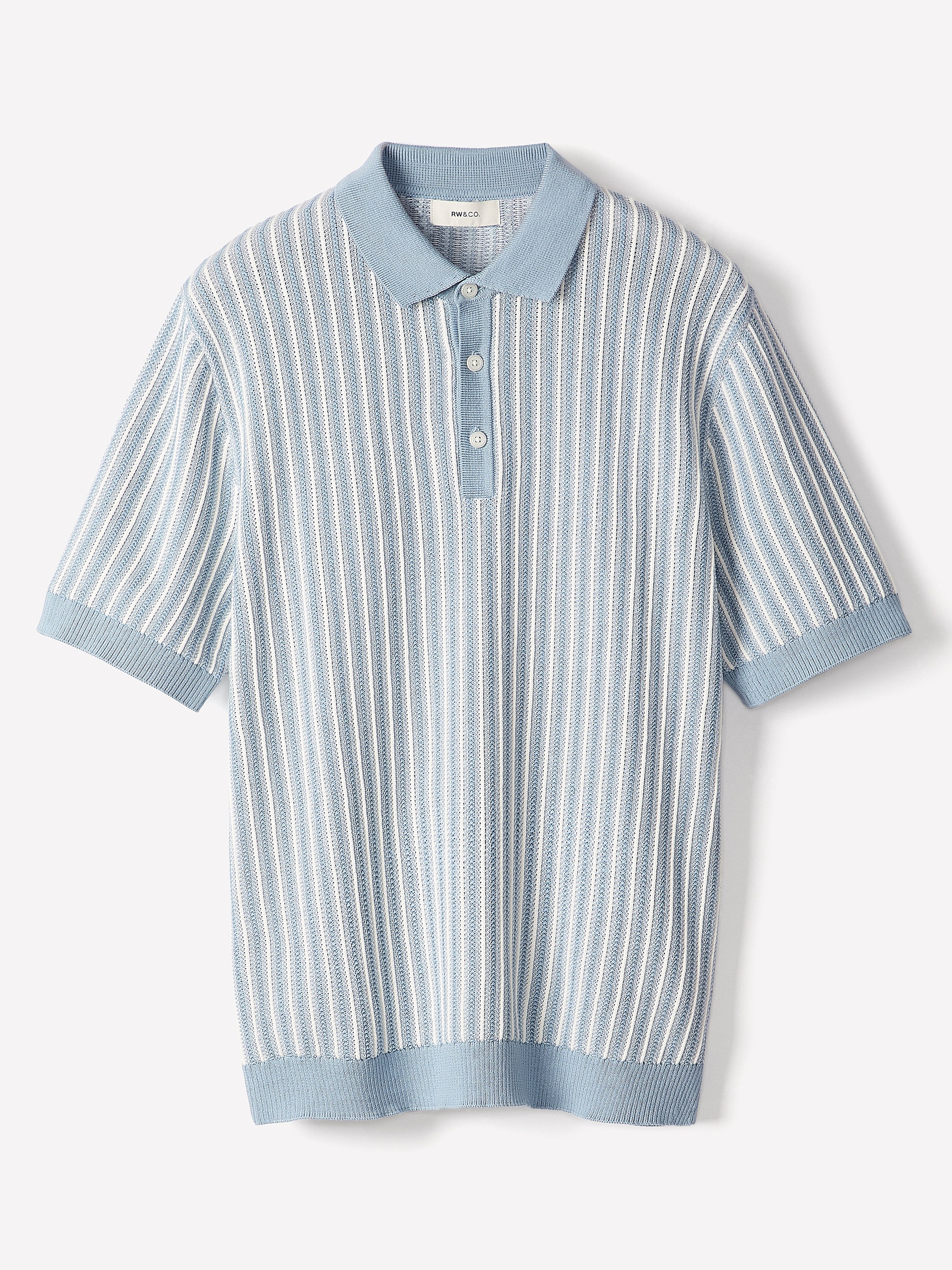 Striped Short-Sleeve Polo Sweater