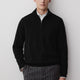 Merino-Wool Half-Zip Mock-Neck Sweater