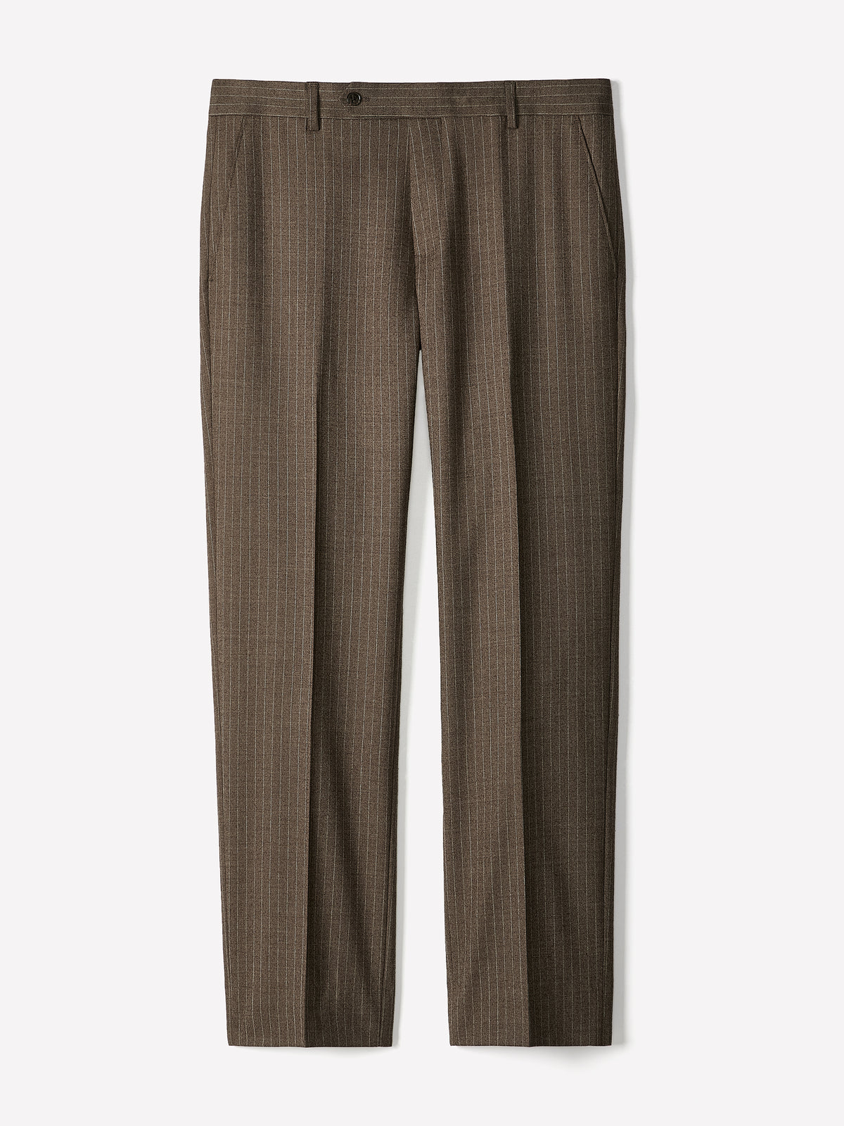 Tailored-Fit Striped Brown Wool Suit Pant