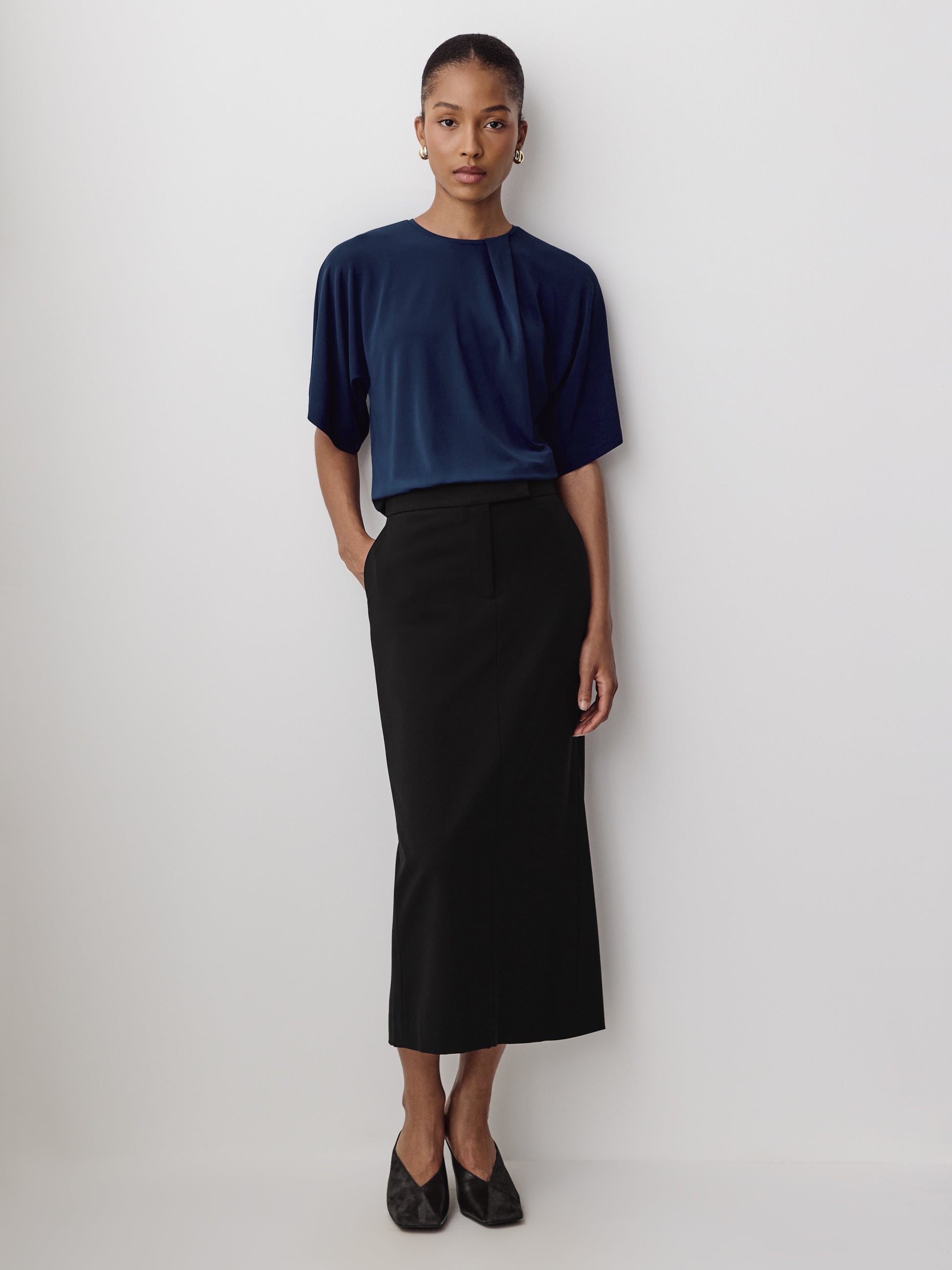Knit Blouse High Twist Dolman Sleeve
